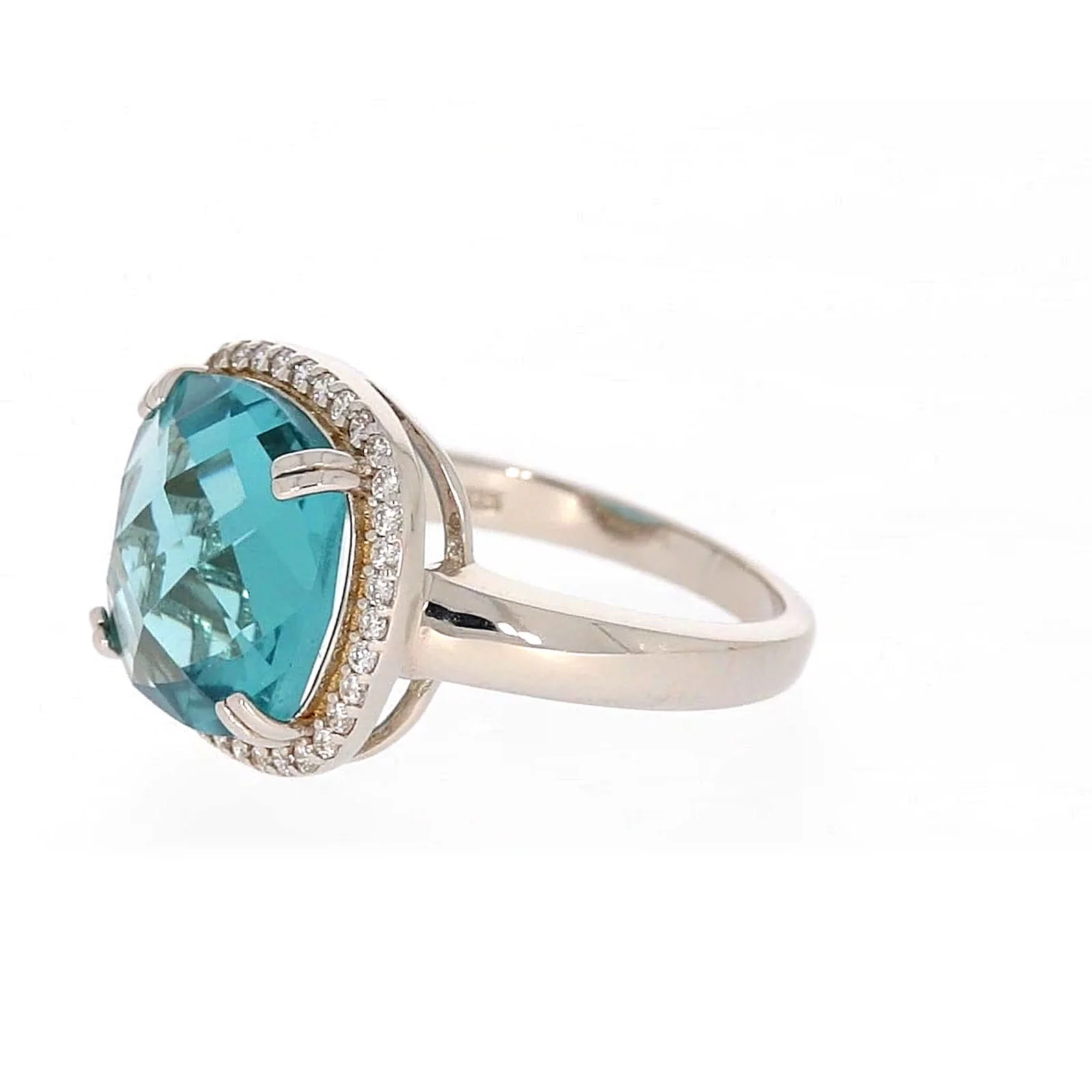 Sterling Silver Light Blue Cubic Zirconia Ring - Image 13