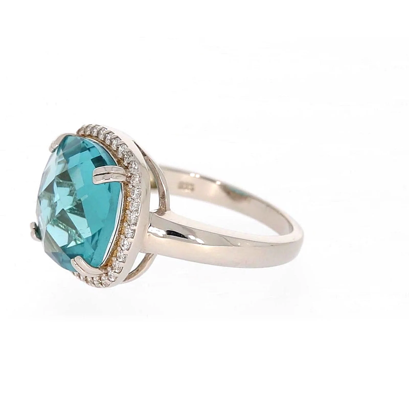 Sterling Silver Light Blue Cubic Zirconia Ring - Image 14