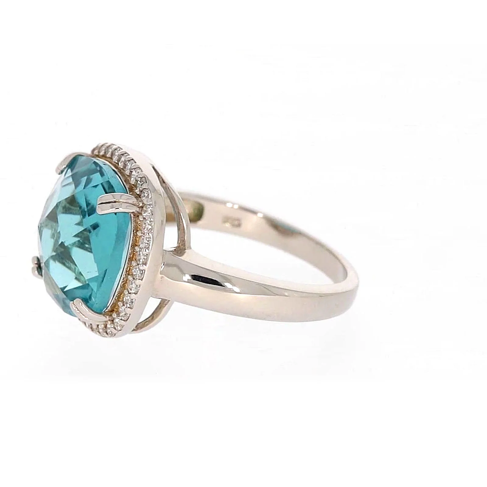 Sterling Silver Light Blue Cubic Zirconia Ring - Image 15