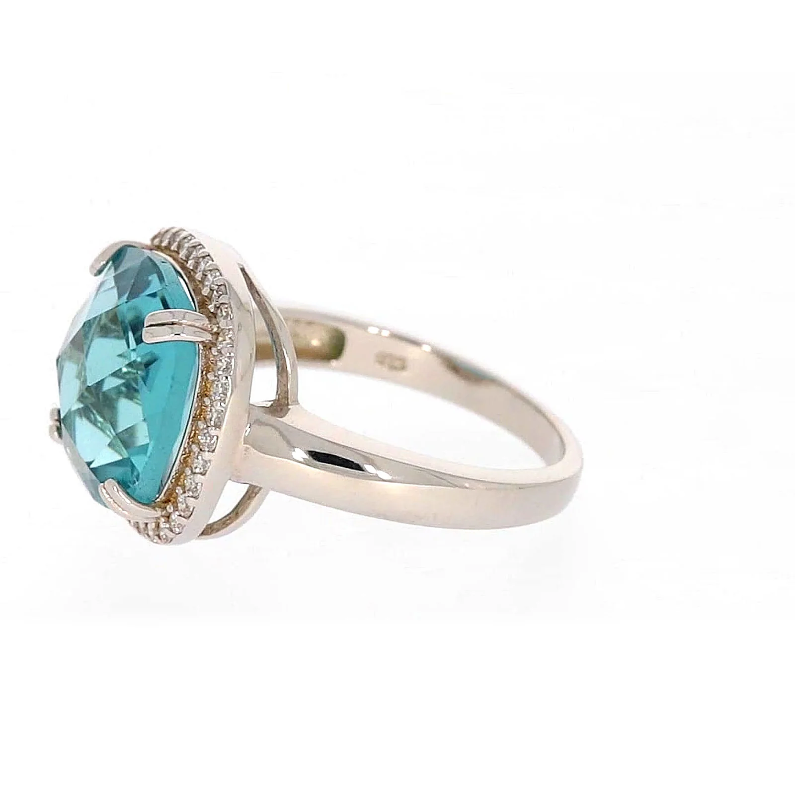 Sterling Silver Light Blue Cubic Zirconia Ring - Image 16