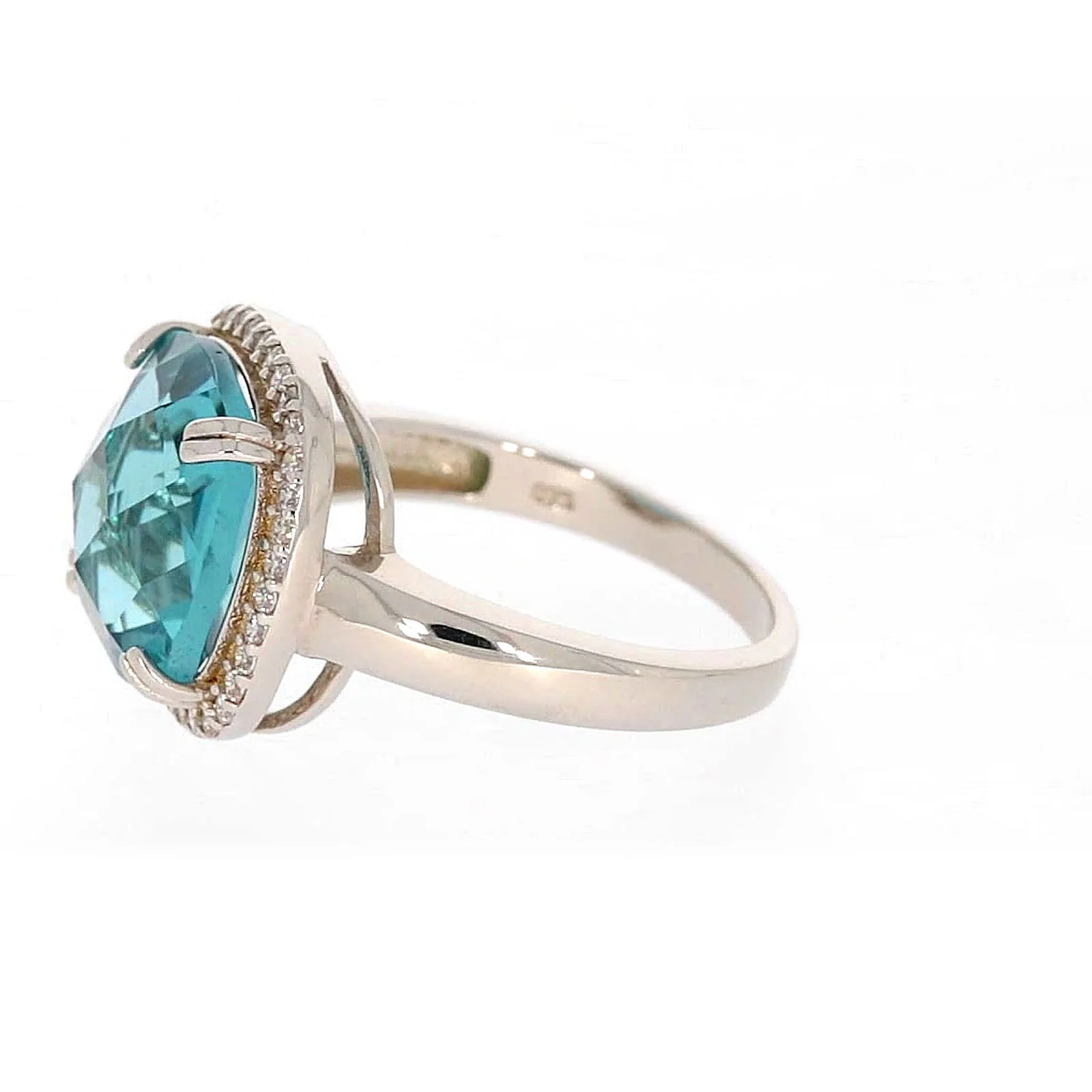 Sterling Silver Light Blue Cubic Zirconia Ring - Image 17