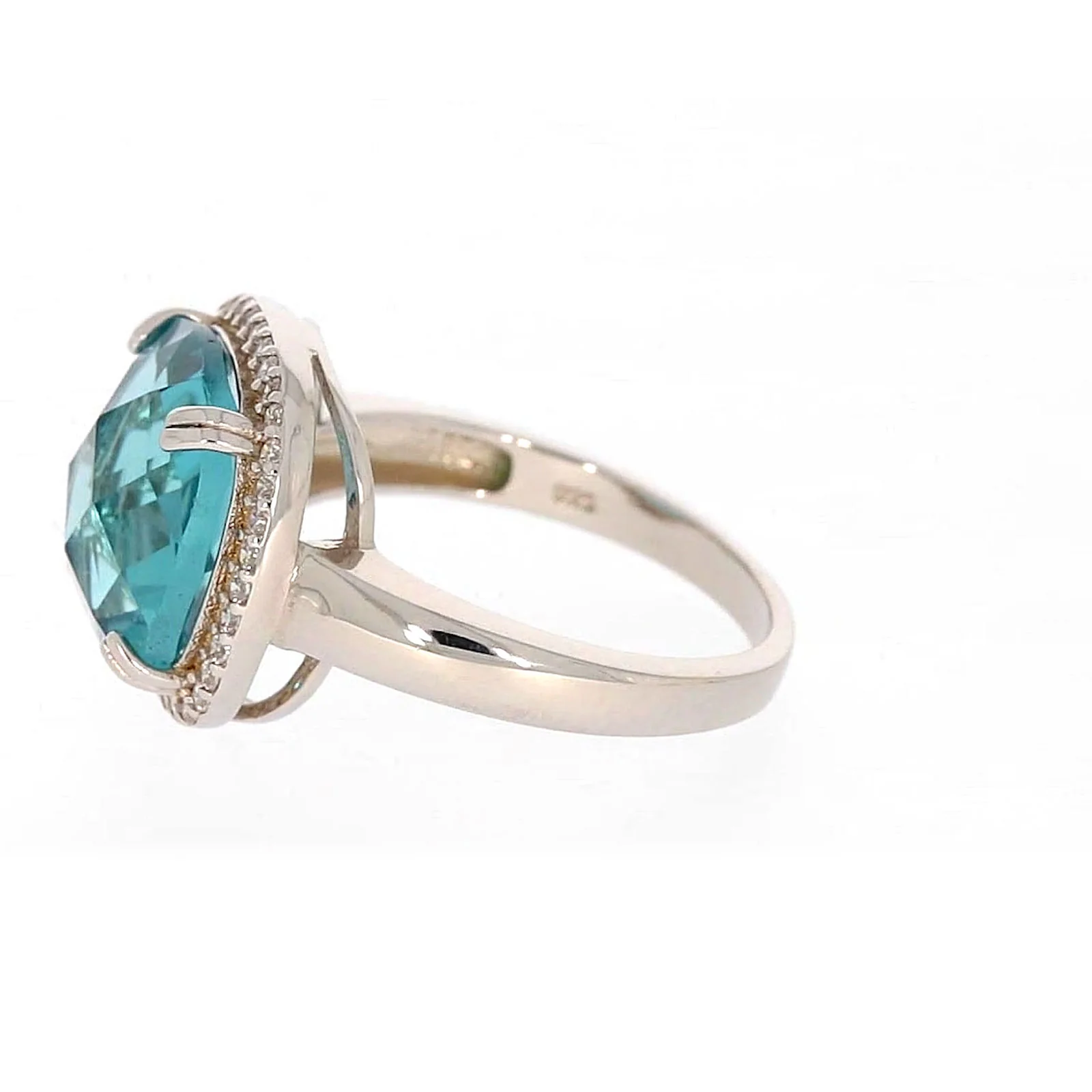 Sterling Silver Light Blue Cubic Zirconia Ring - Image 18