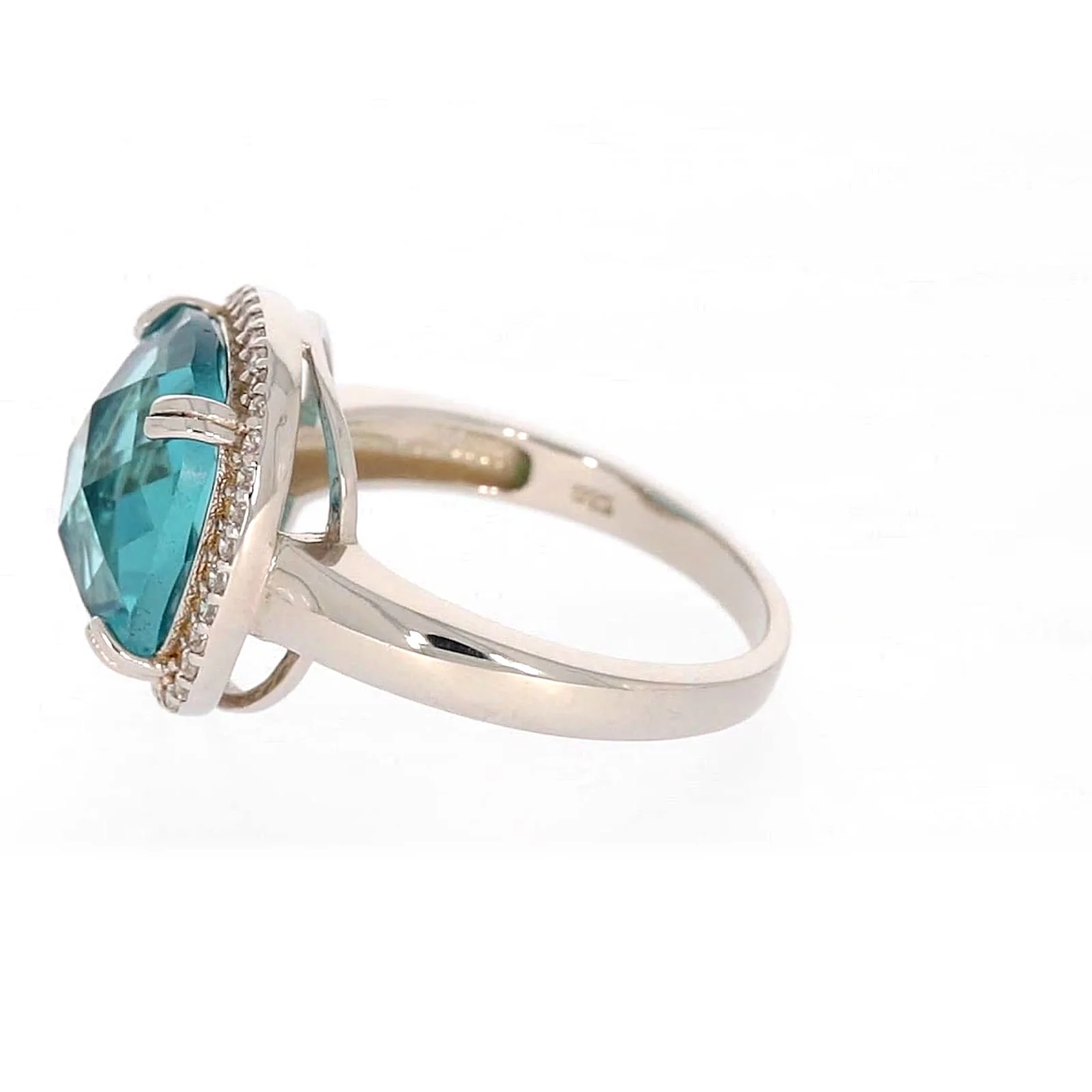Sterling Silver Light Blue Cubic Zirconia Ring - Image 19