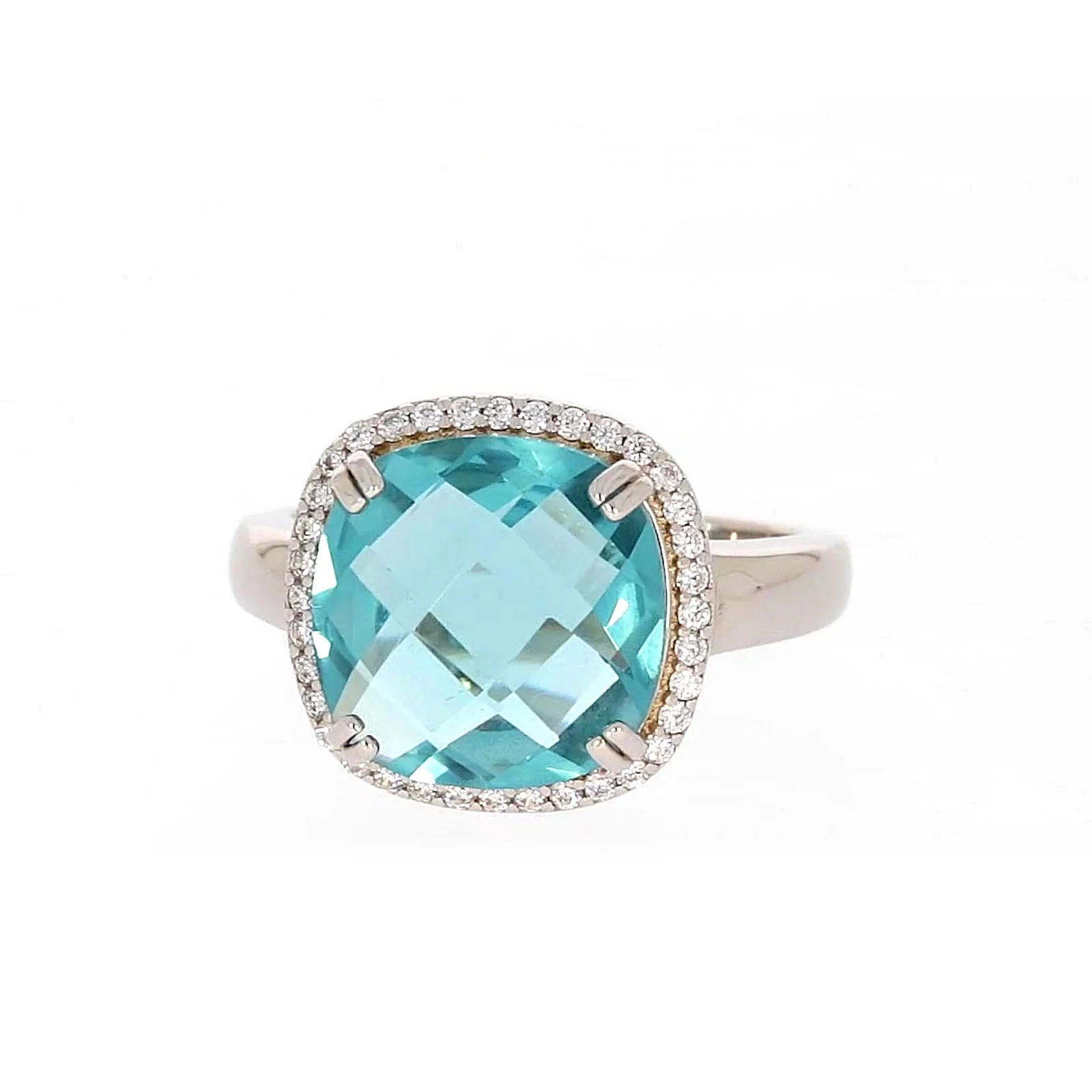 Sterling Silver Light Blue Cubic Zirconia Ring - Image 3