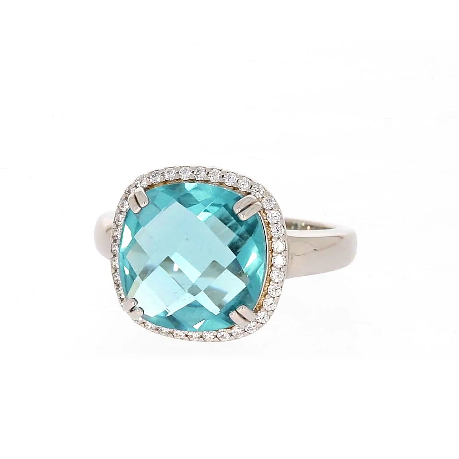 Sterling Silver Light Blue Cubic Zirconia Ring - Image 4