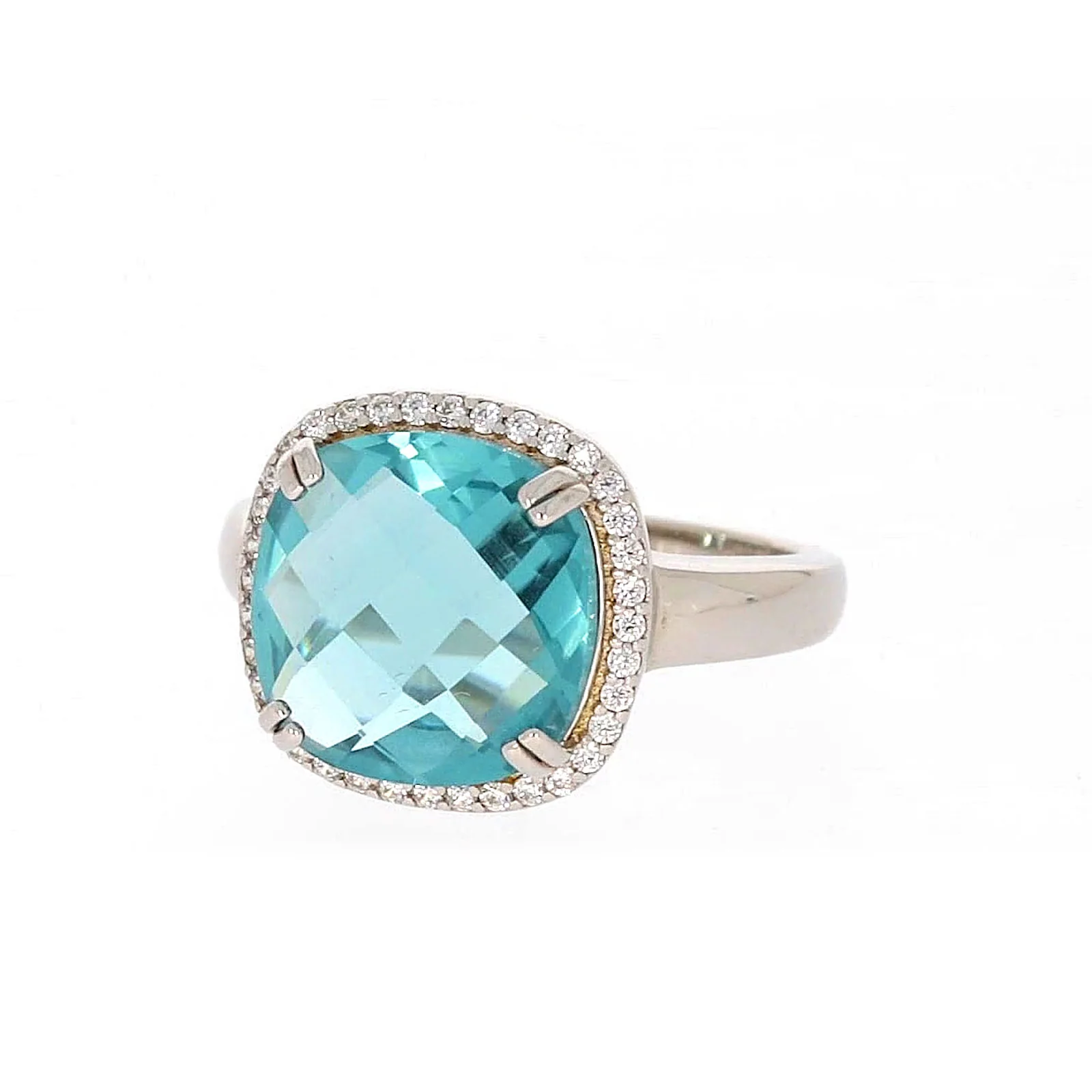 Sterling Silver Light Blue Cubic Zirconia Ring - Image 5