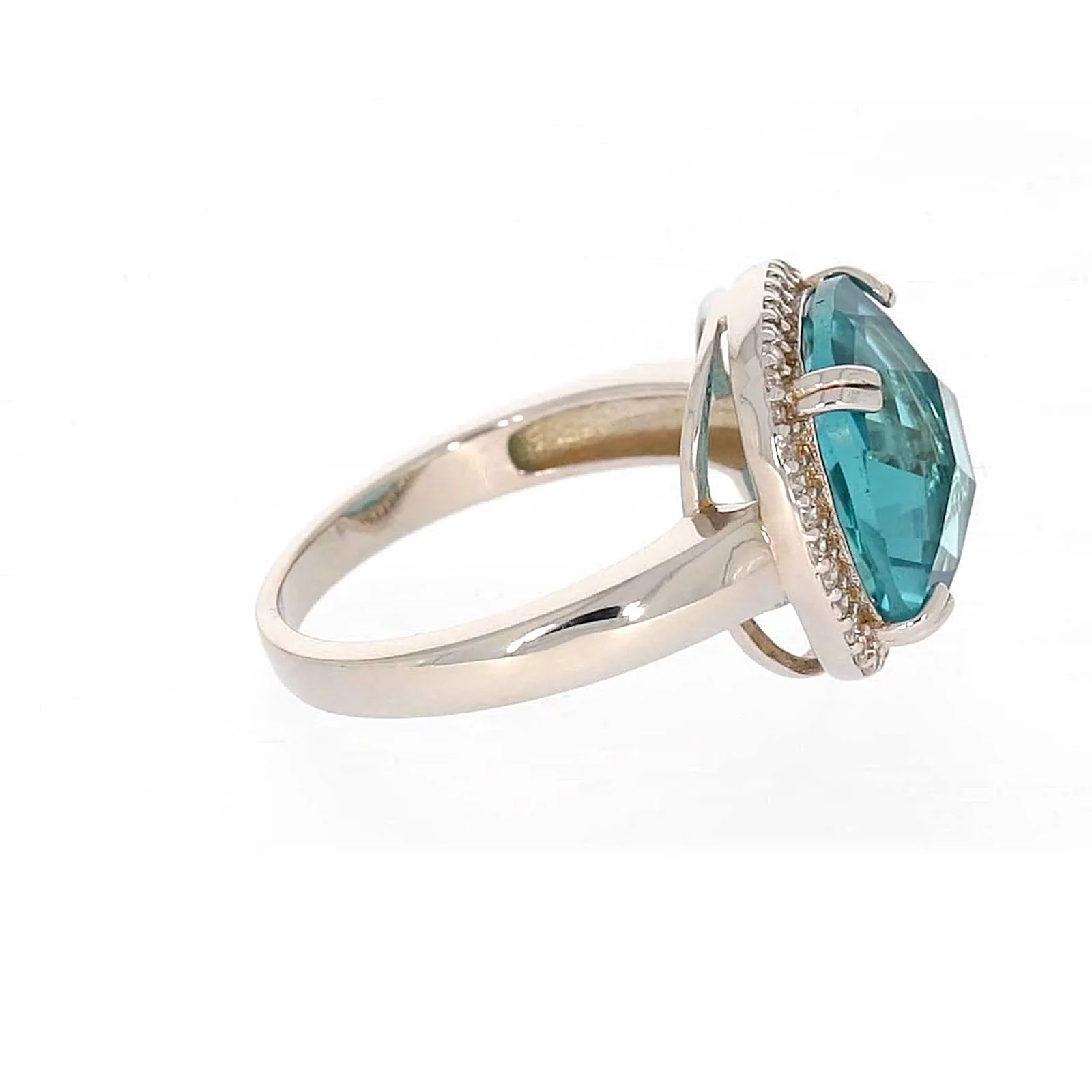 Sterling Silver Light Blue Cubic Zirconia Ring - Image 58