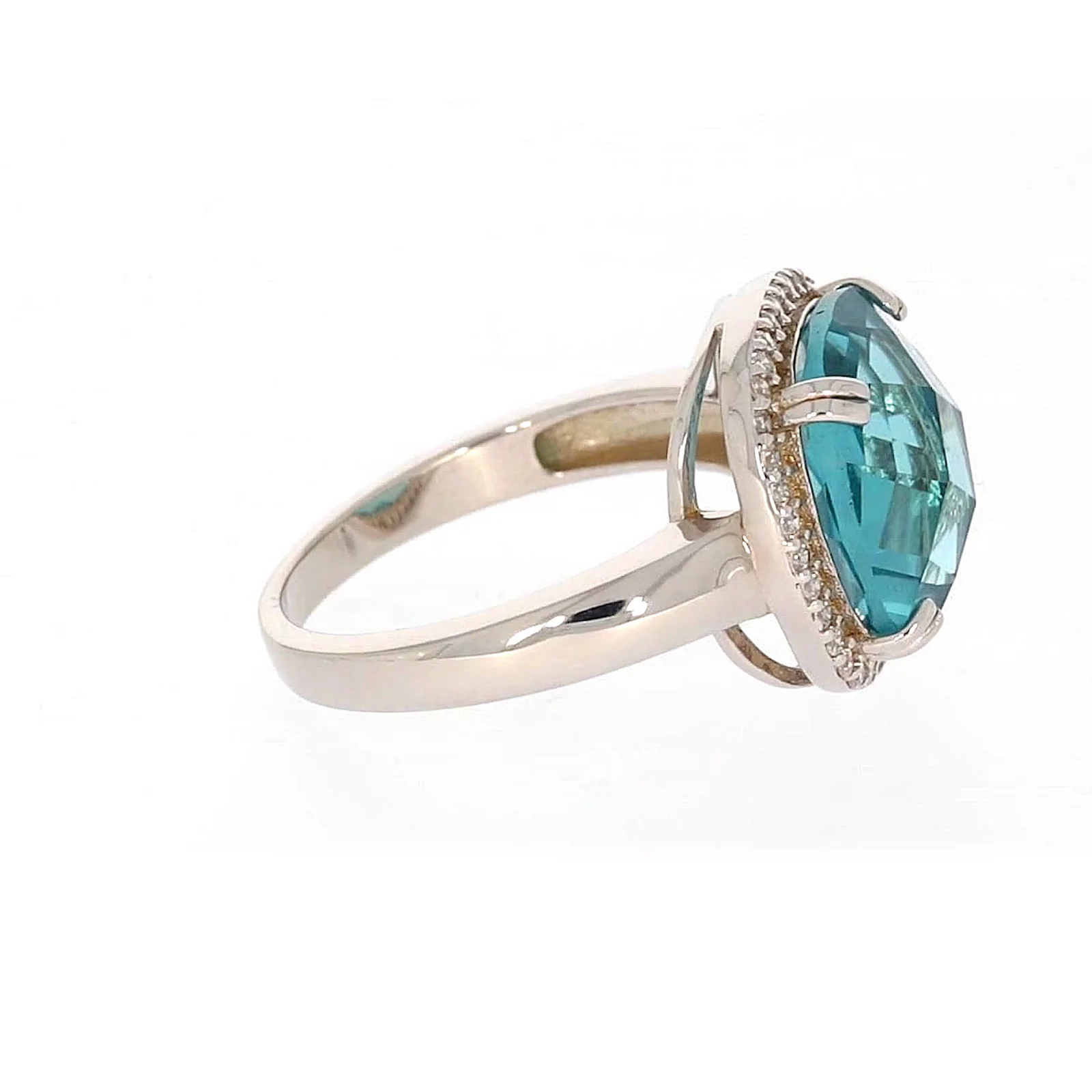 Sterling Silver Light Blue Cubic Zirconia Ring - Image 59
