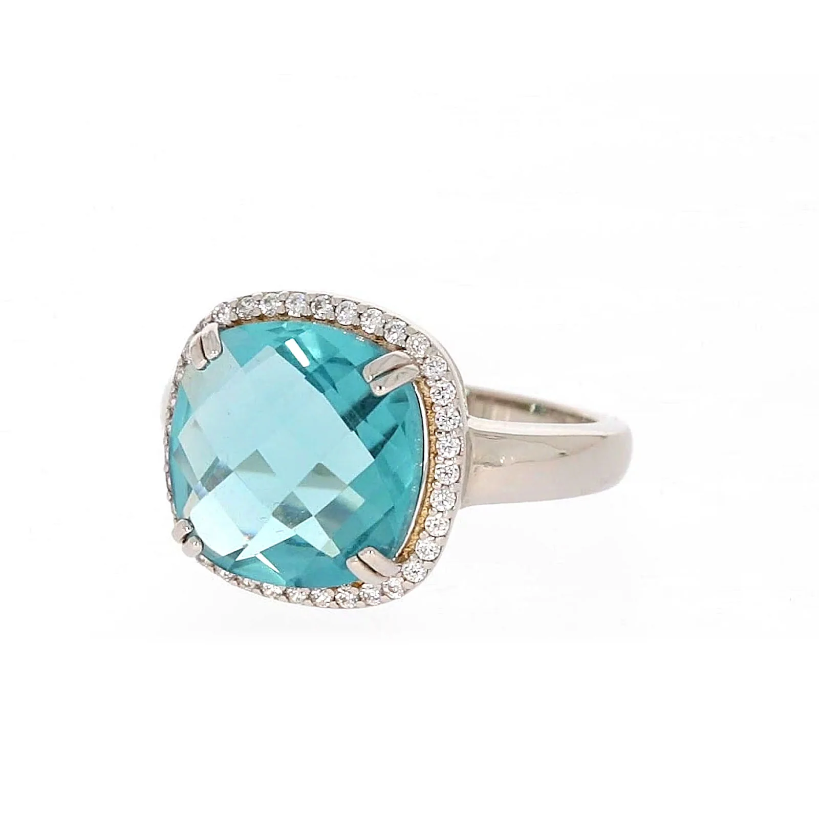 Sterling Silver Light Blue Cubic Zirconia Ring - Image 6