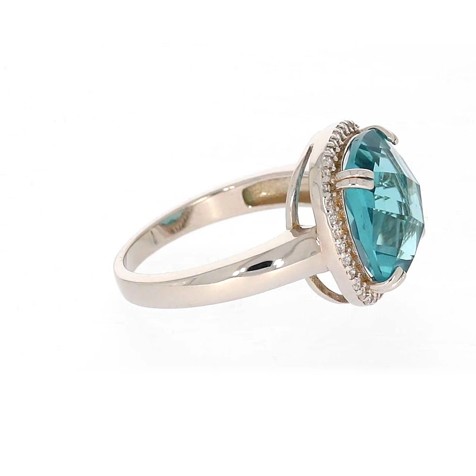 Sterling Silver Light Blue Cubic Zirconia Ring - Image 60