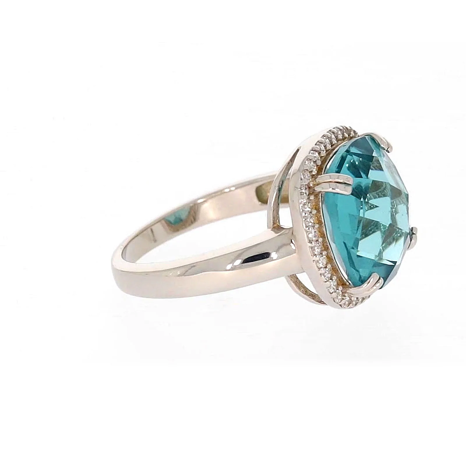 Sterling Silver Light Blue Cubic Zirconia Ring - Image 62