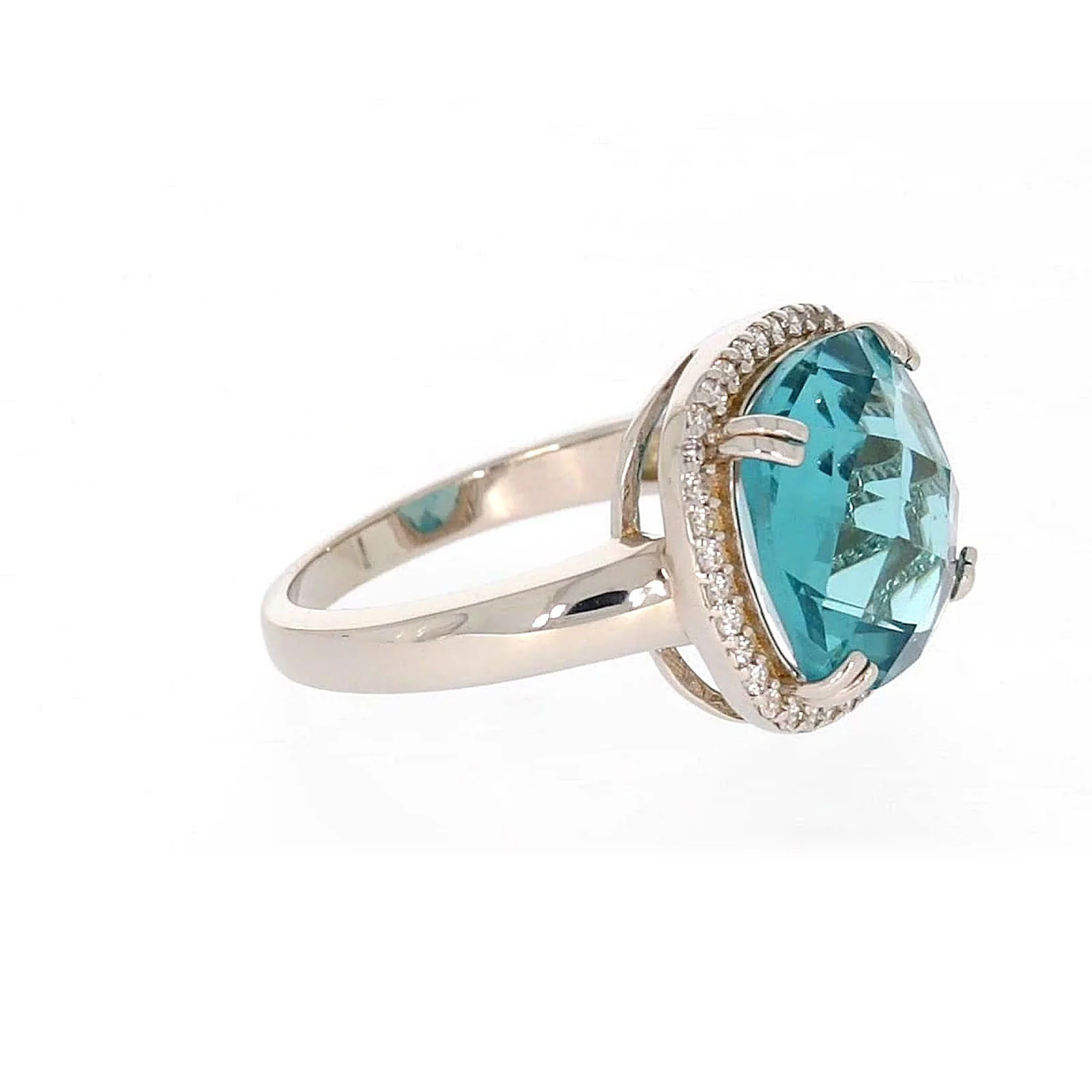 Sterling Silver Light Blue Cubic Zirconia Ring - Image 63