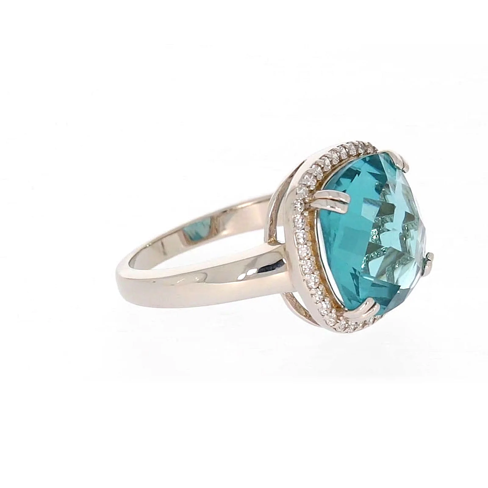 Sterling Silver Light Blue Cubic Zirconia Ring - Image 64