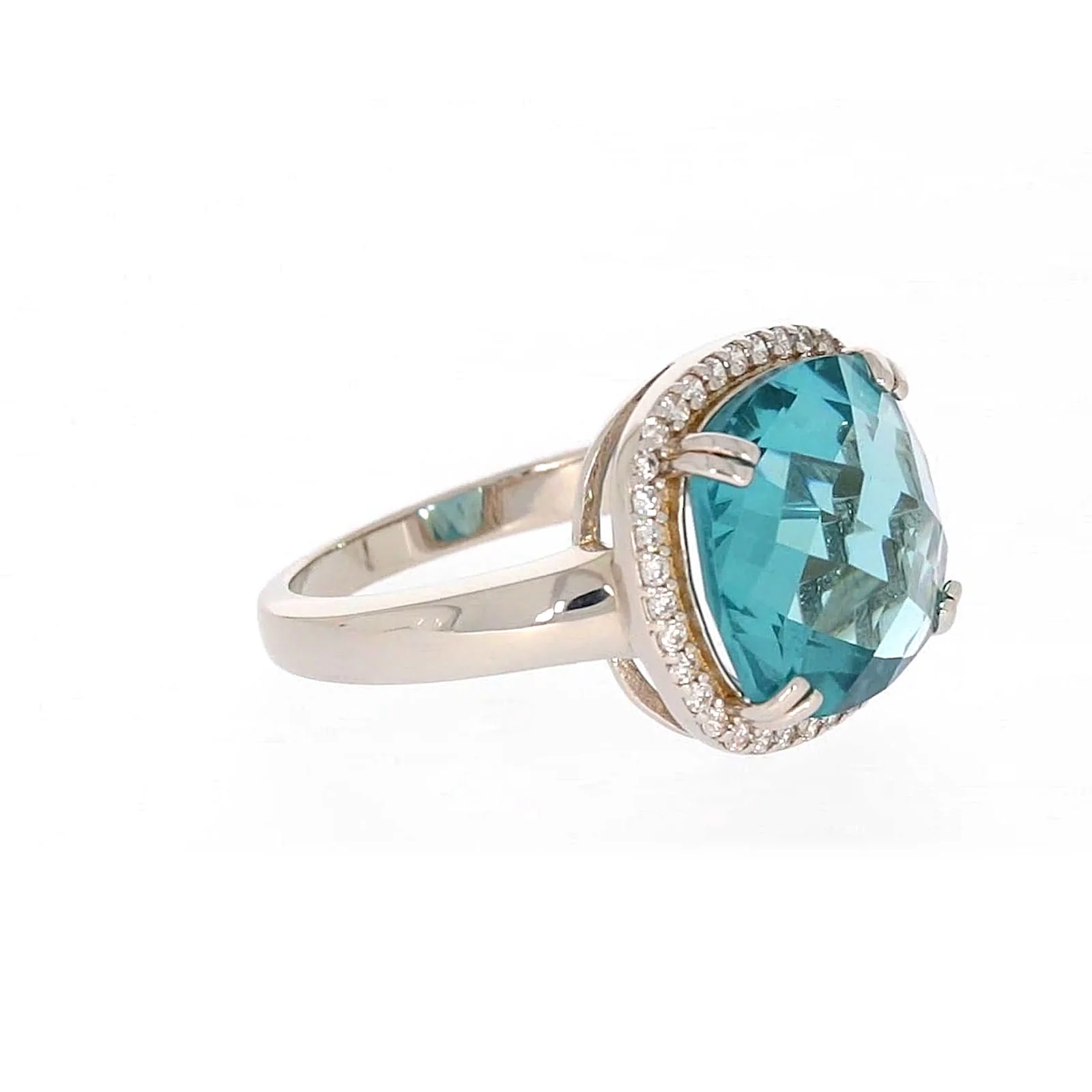 Sterling Silver Light Blue Cubic Zirconia Ring - Image 65