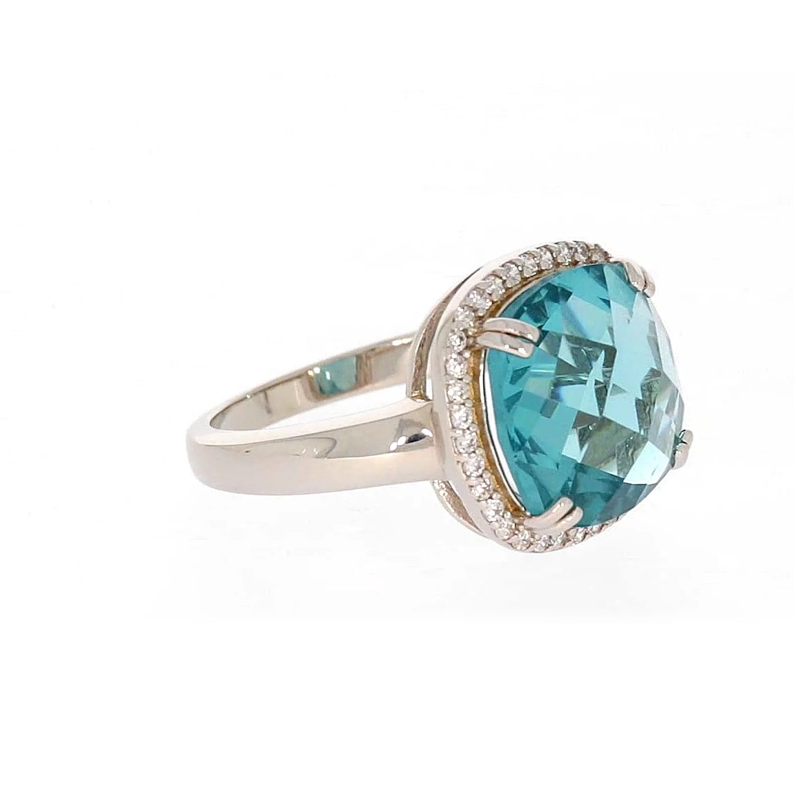 Sterling Silver Light Blue Cubic Zirconia Ring - Image 66
