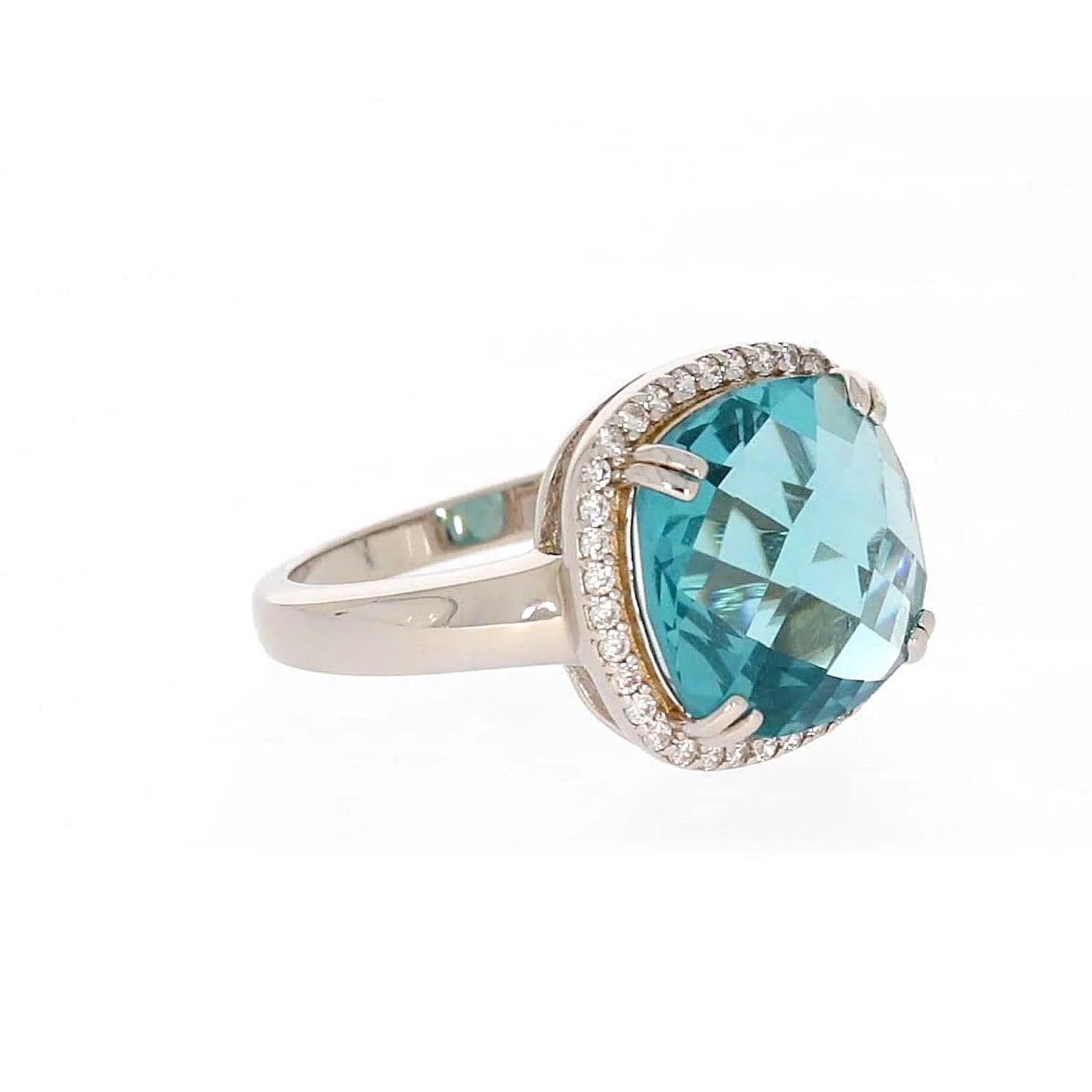 Sterling Silver Light Blue Cubic Zirconia Ring - Image 67