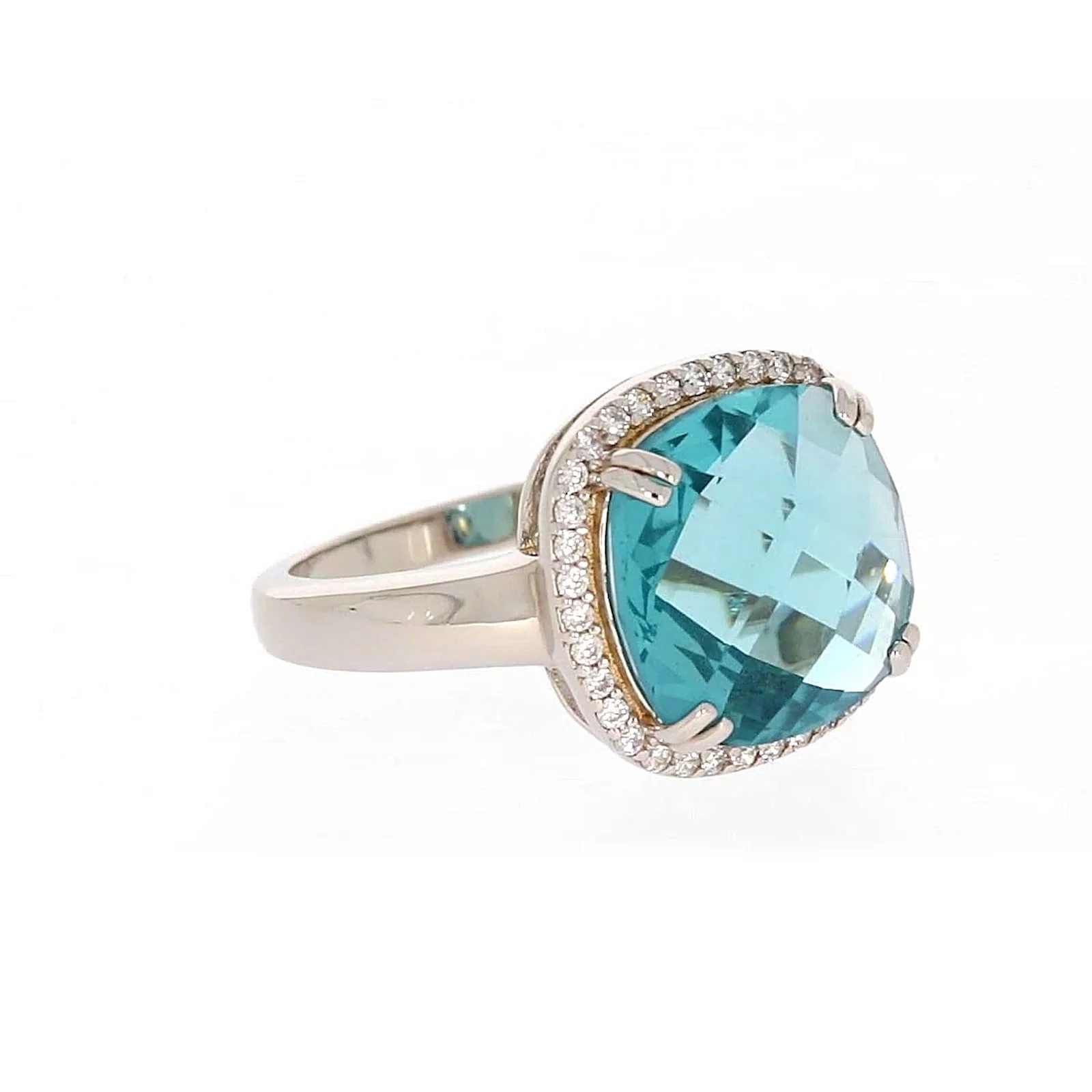 Sterling Silver Light Blue Cubic Zirconia Ring - Image 68