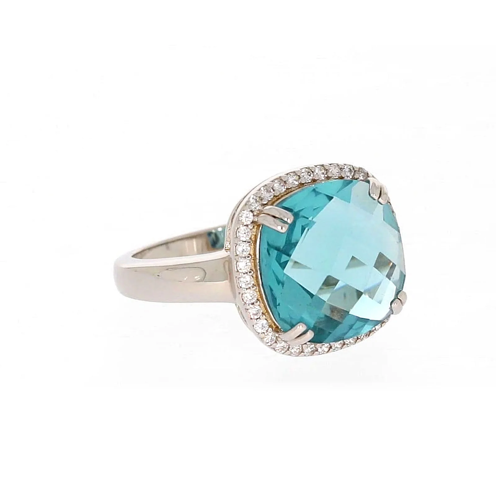 Sterling Silver Light Blue Cubic Zirconia Ring - Image 69