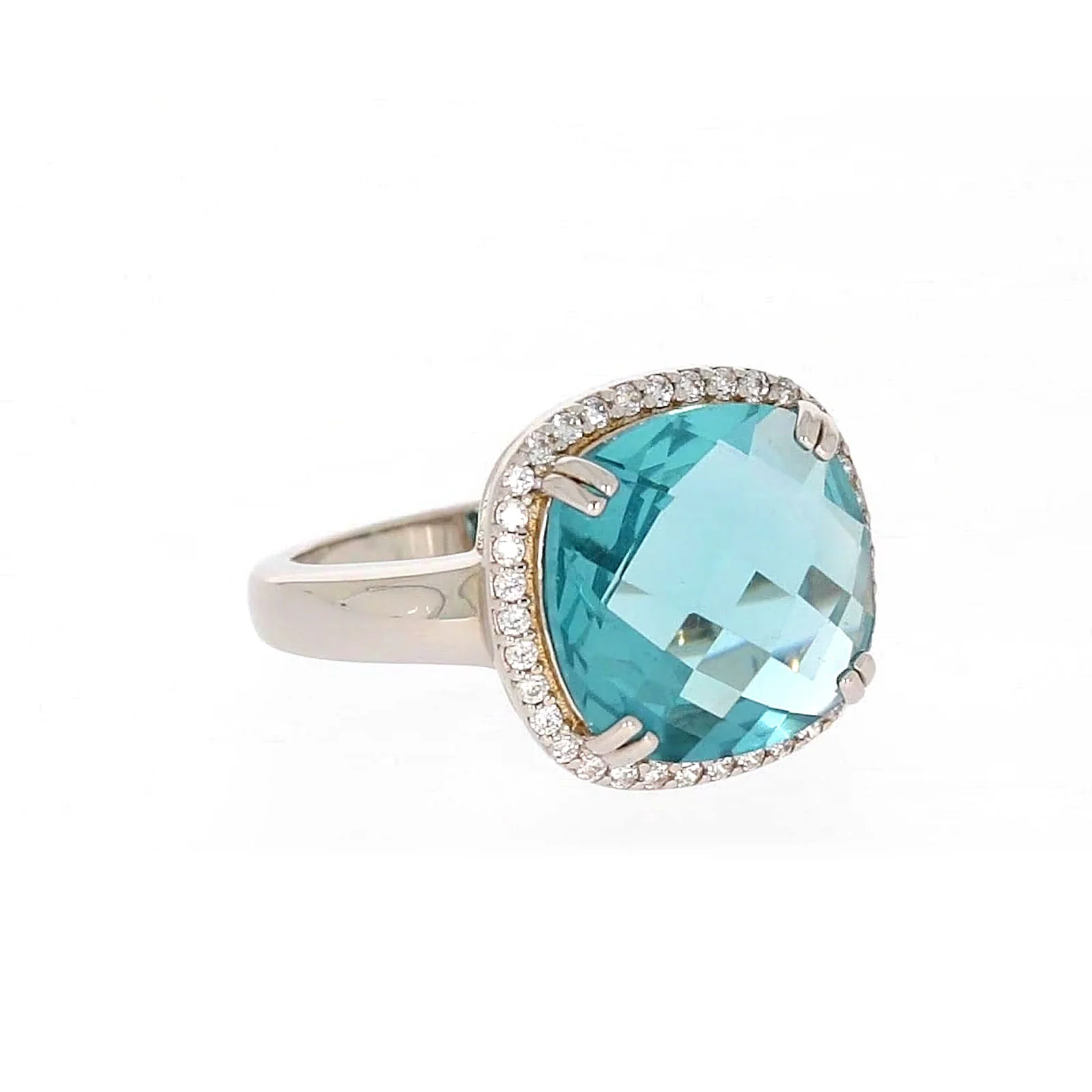 Sterling Silver Light Blue Cubic Zirconia Ring - Image 70