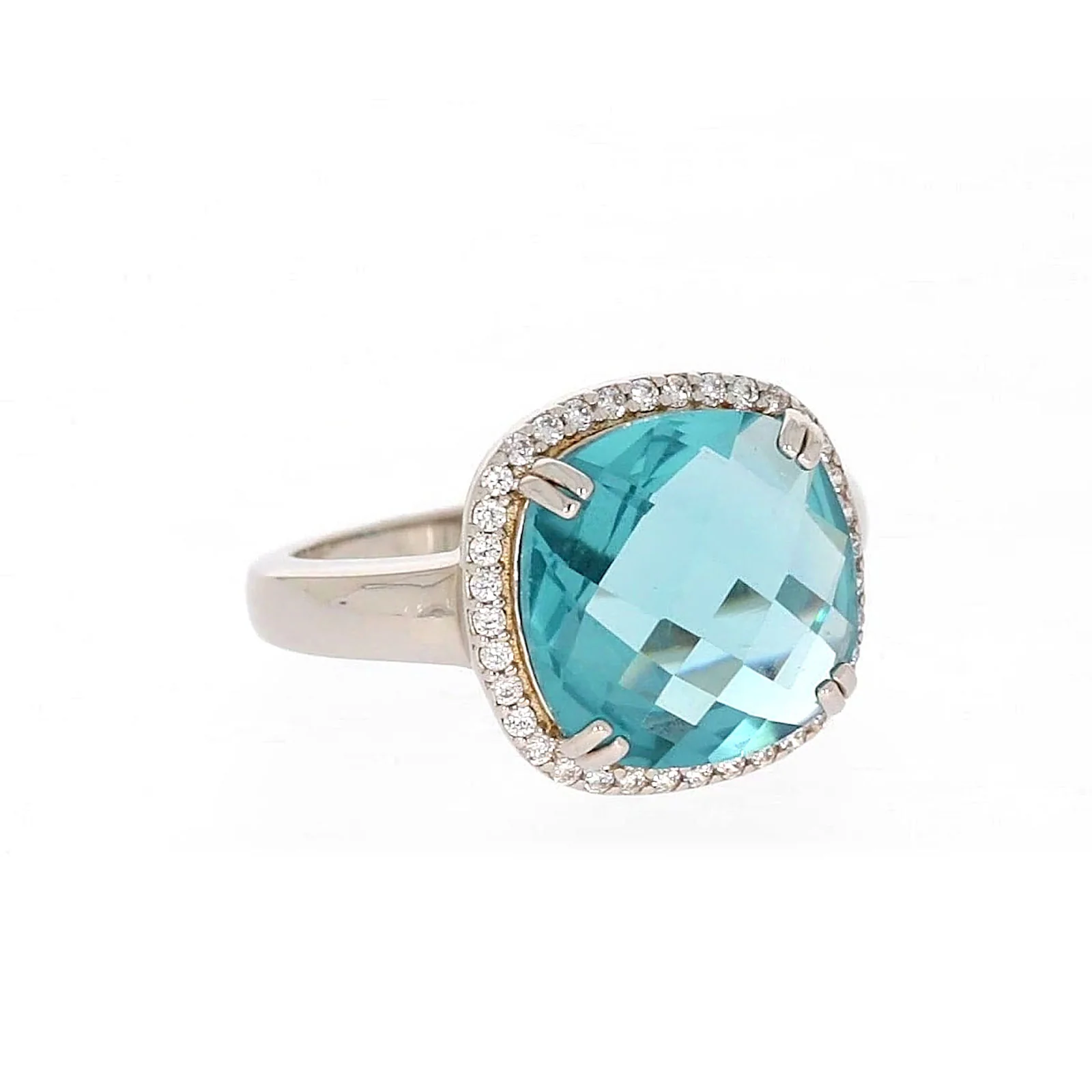 Sterling Silver Light Blue Cubic Zirconia Ring - Image 71