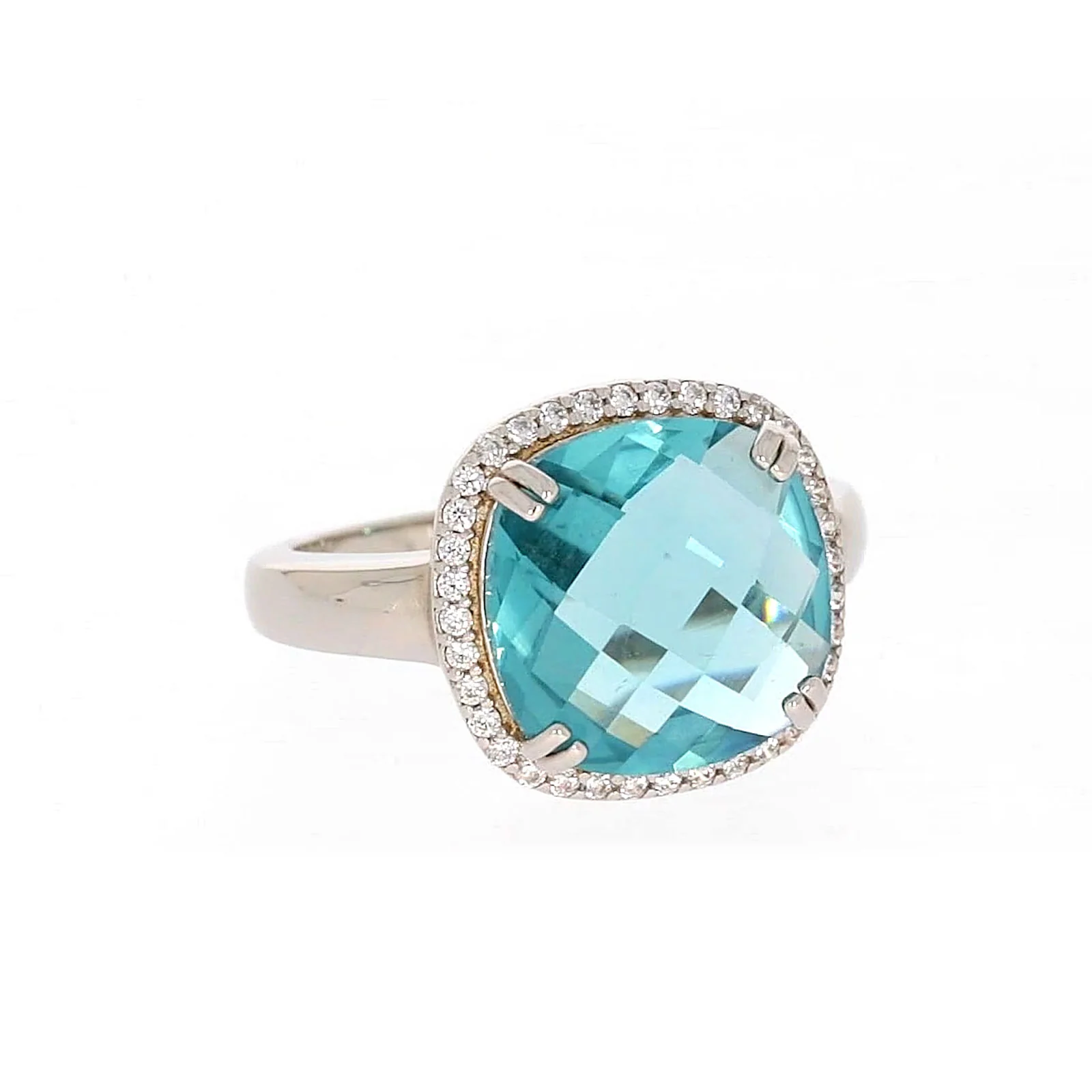Sterling Silver Light Blue Cubic Zirconia Ring - Image 72