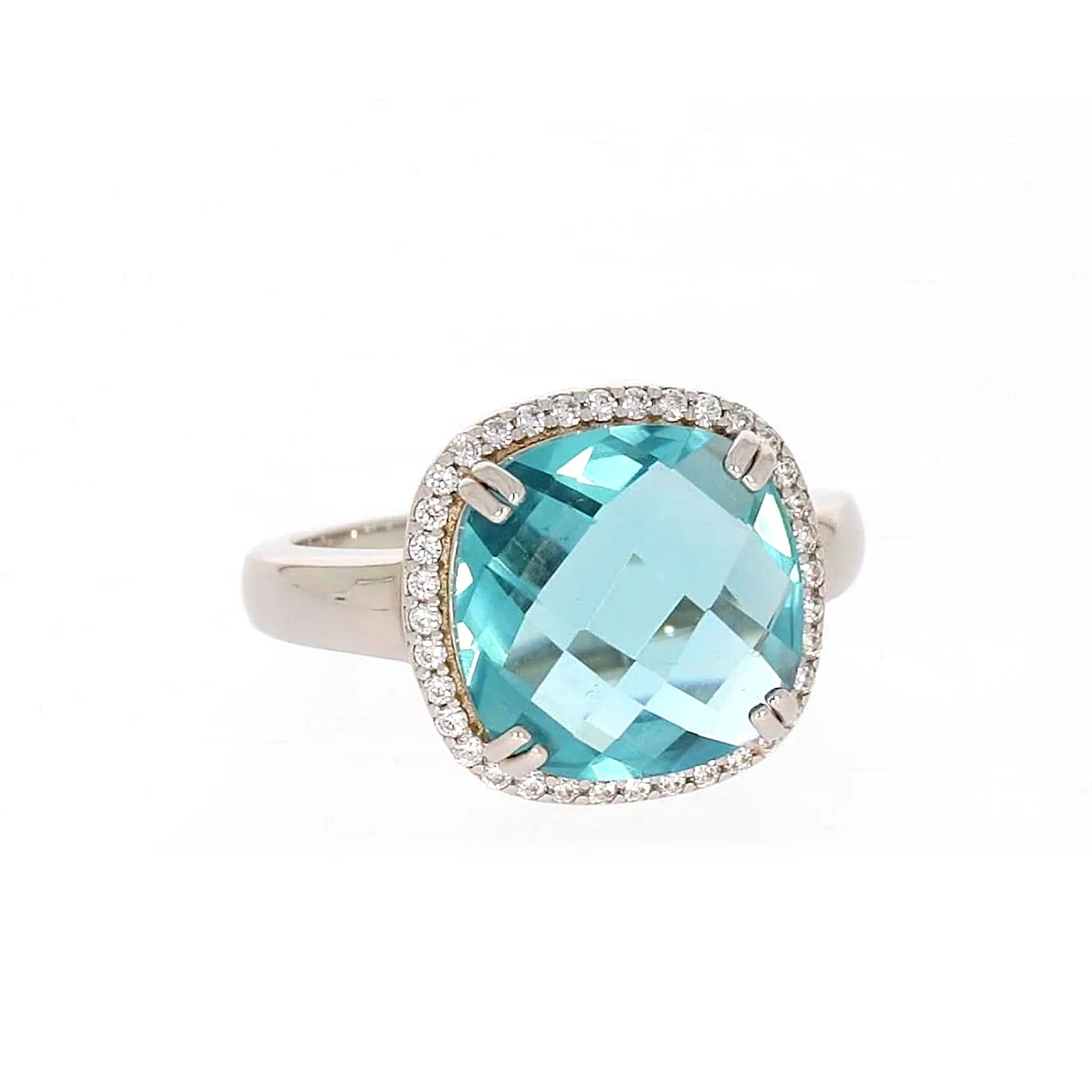 Sterling Silver Light Blue Cubic Zirconia Ring - Image 73