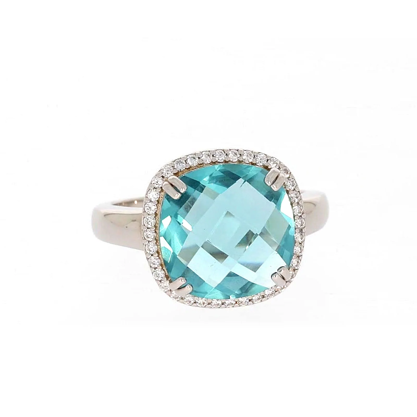 Sterling Silver Light Blue Cubic Zirconia Ring - Image 74