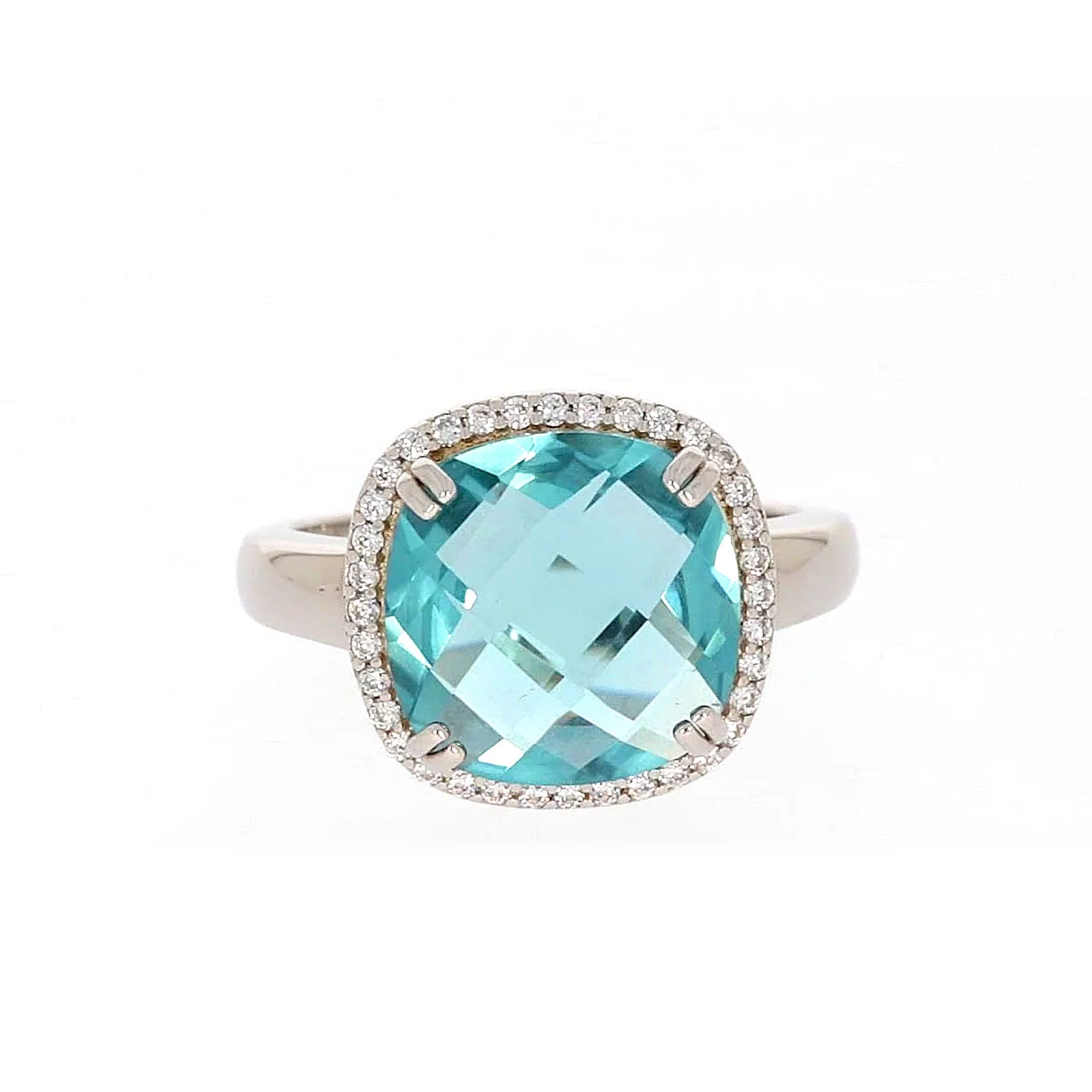 Sterling Silver Light Blue Cubic Zirconia Ring - Image 75