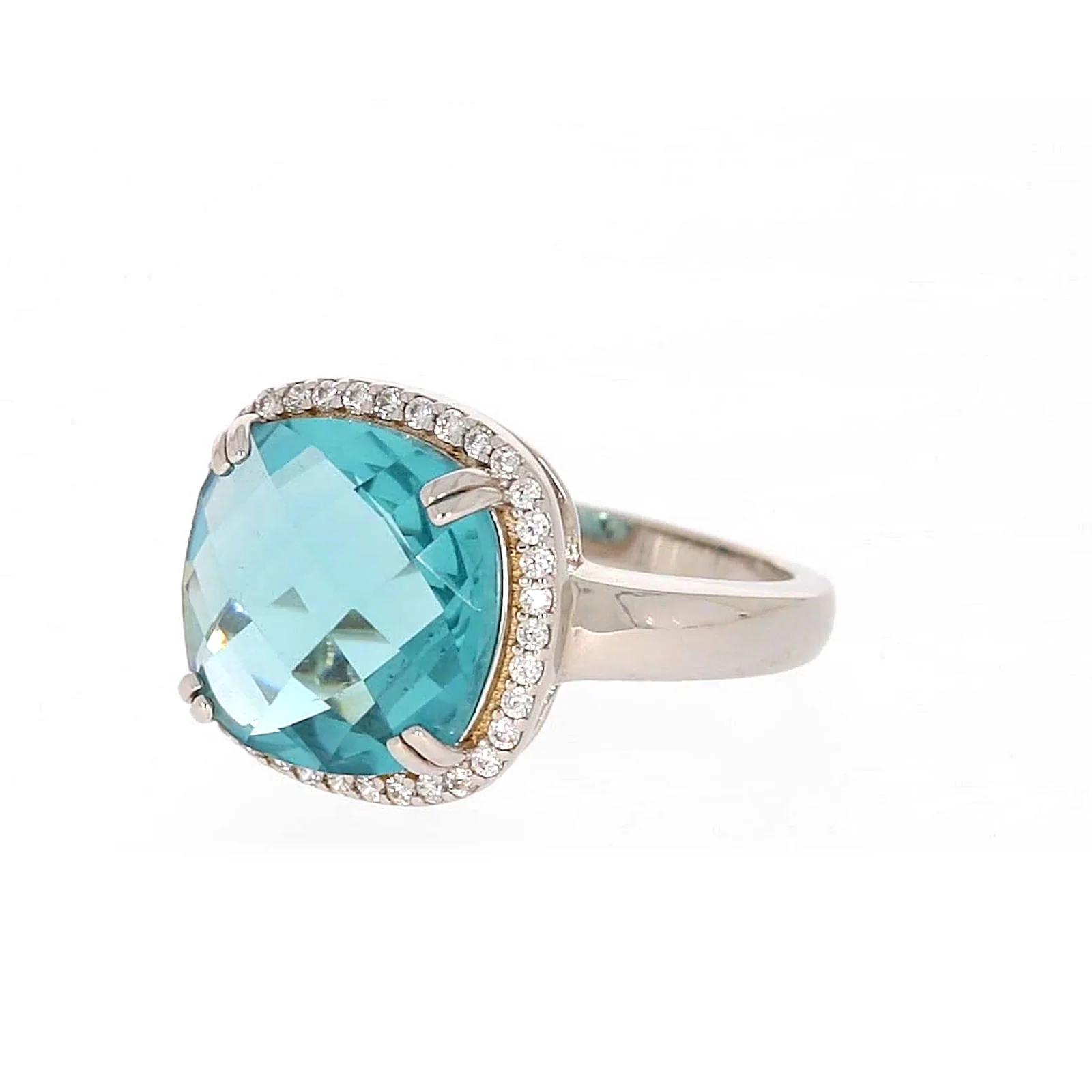 Sterling Silver Light Blue Cubic Zirconia Ring - Image 8