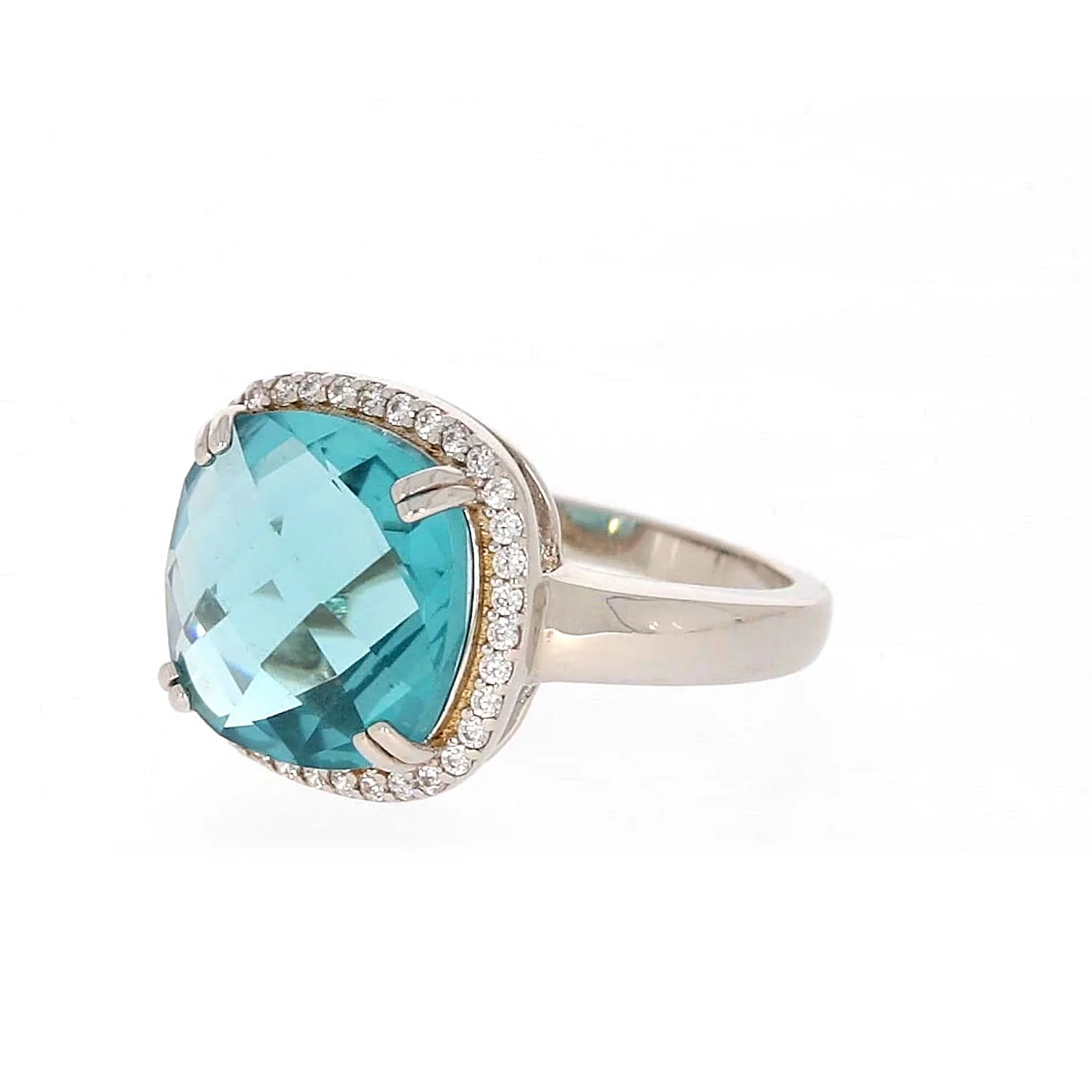 Sterling Silver Light Blue Cubic Zirconia Ring - Image 9