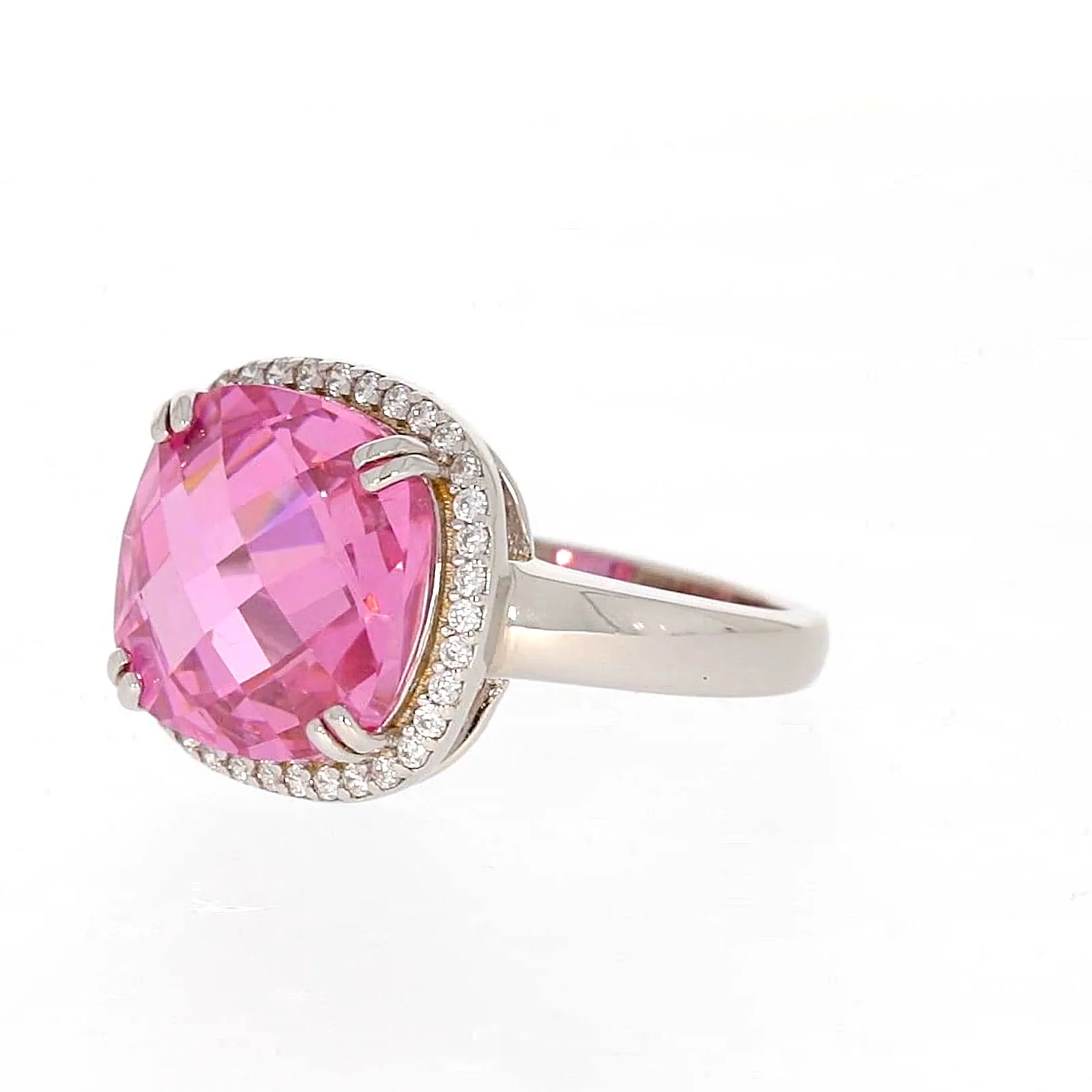 Sterling Silver Pink Cubic Zirconia Ring - Image 10