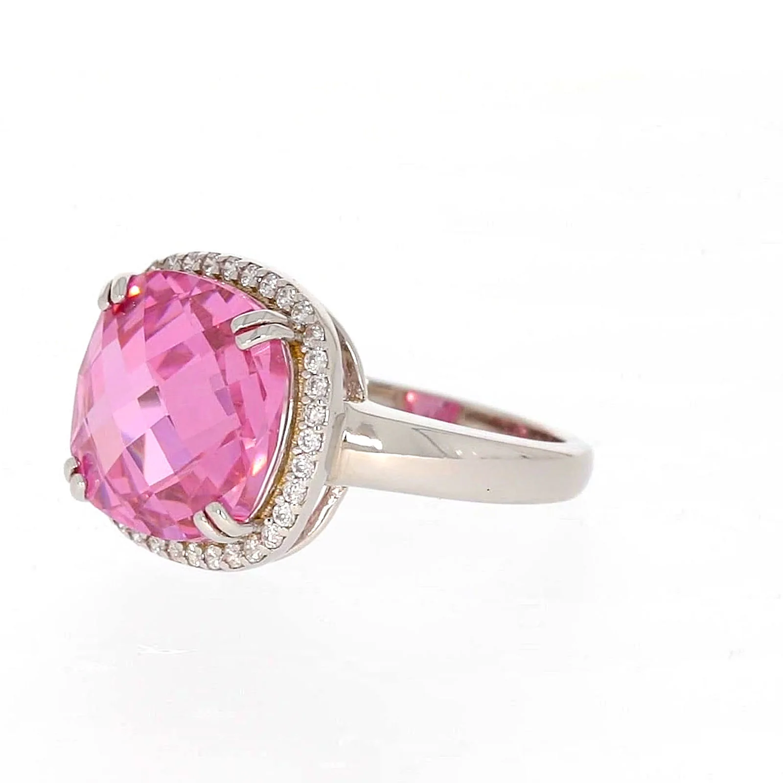 Sterling Silver Pink Cubic Zirconia Ring - Image 11