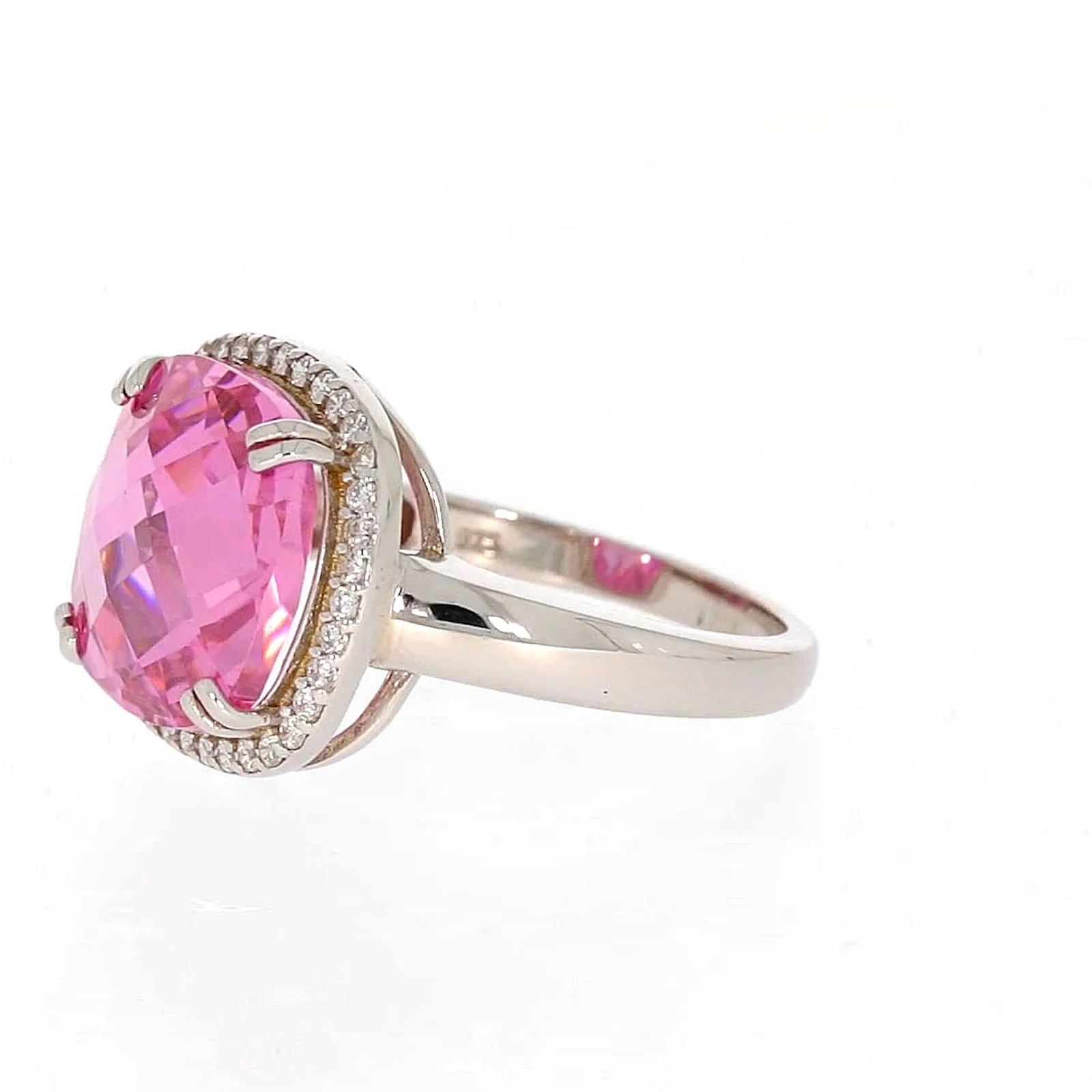 Sterling Silver Pink Cubic Zirconia Ring - Image 14