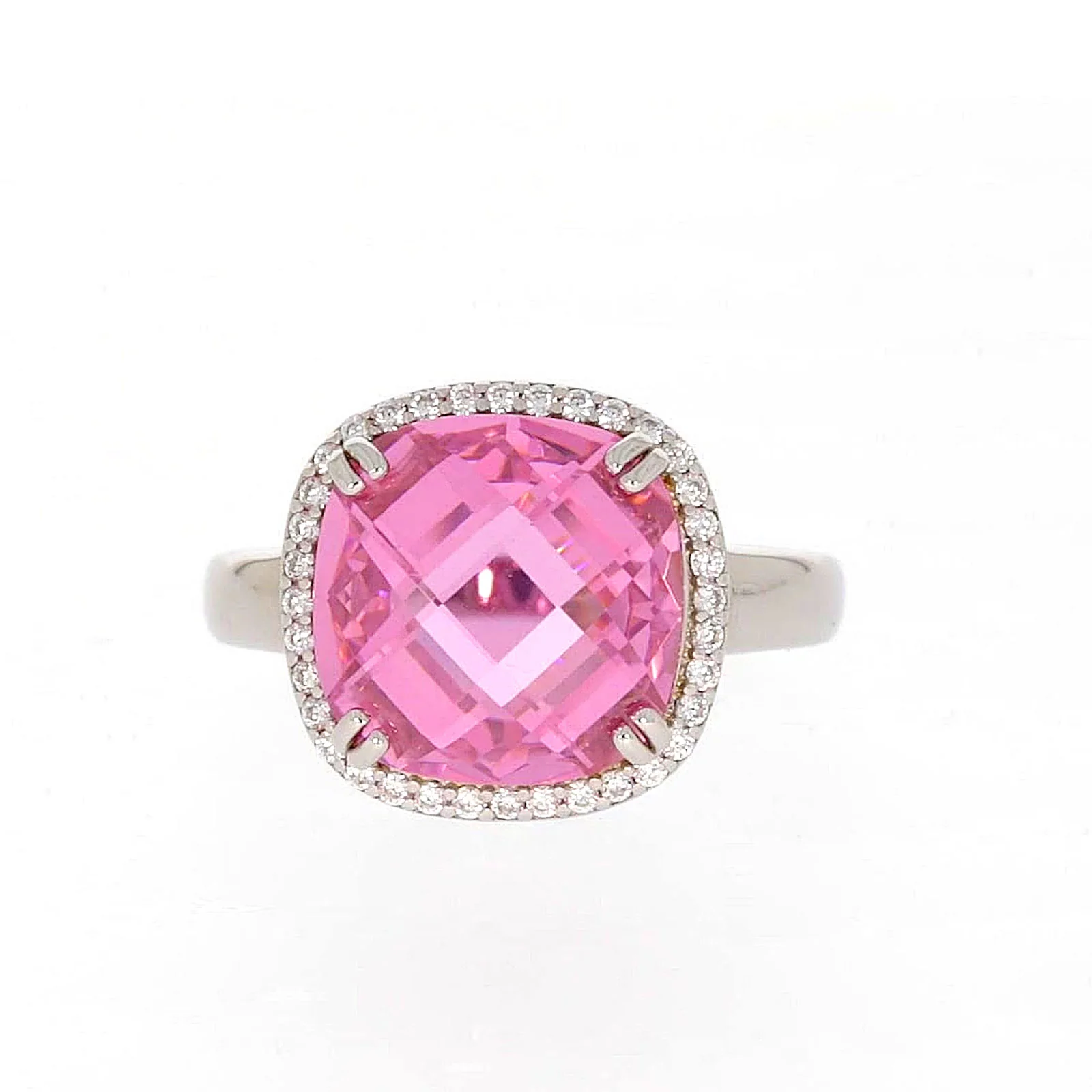 Sterling Silver Pink Cubic Zirconia Ring - Image 2