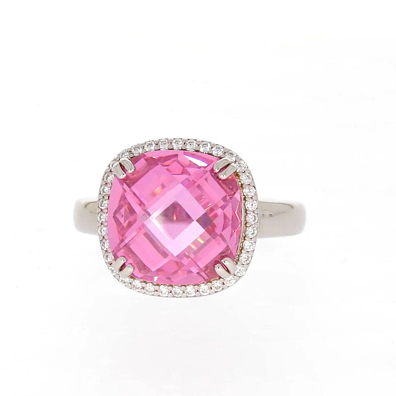 Sterling Silver Pink Cubic Zirconia Ring - Image 3