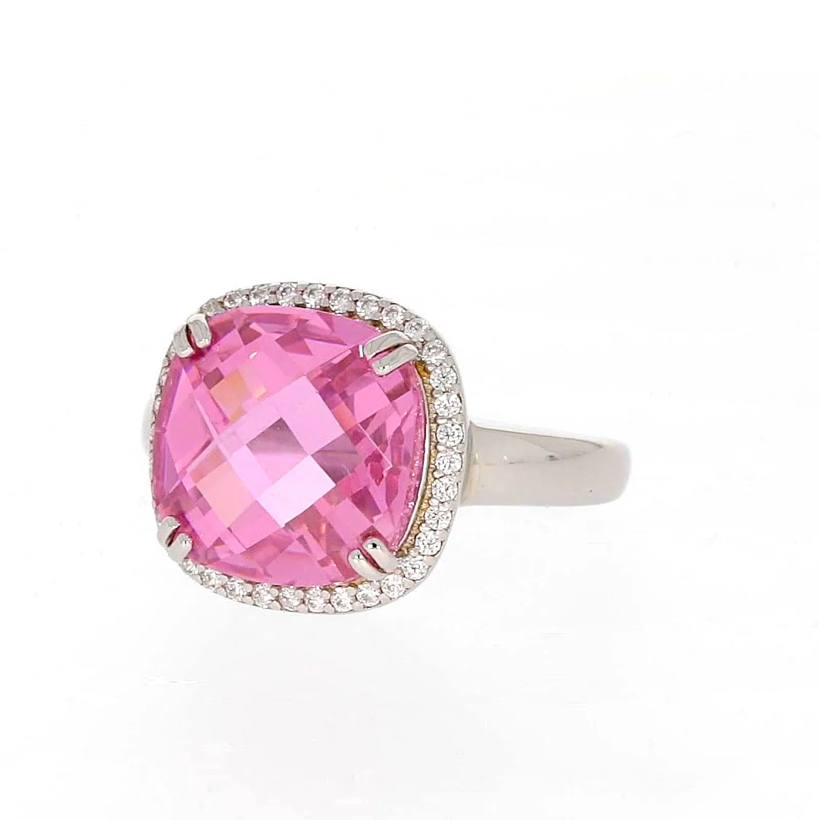 Sterling Silver Pink Cubic Zirconia Ring - Image 6