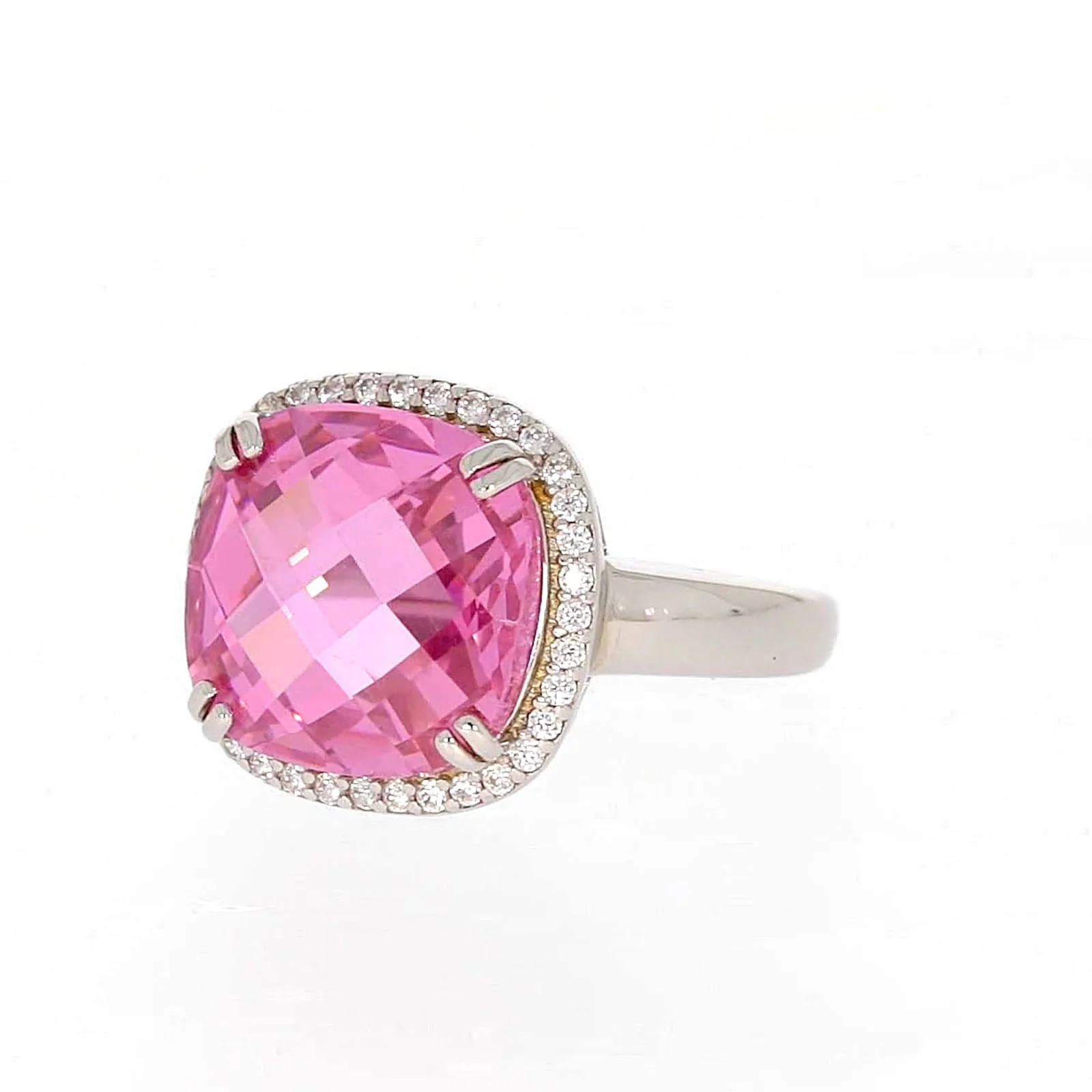 Sterling Silver Pink Cubic Zirconia Ring - Image 7