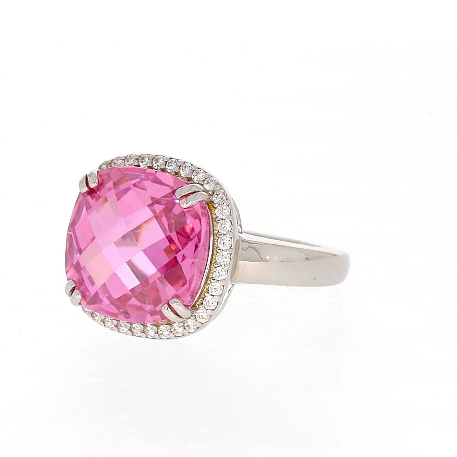 Sterling Silver Pink Cubic Zirconia Ring - Image 8