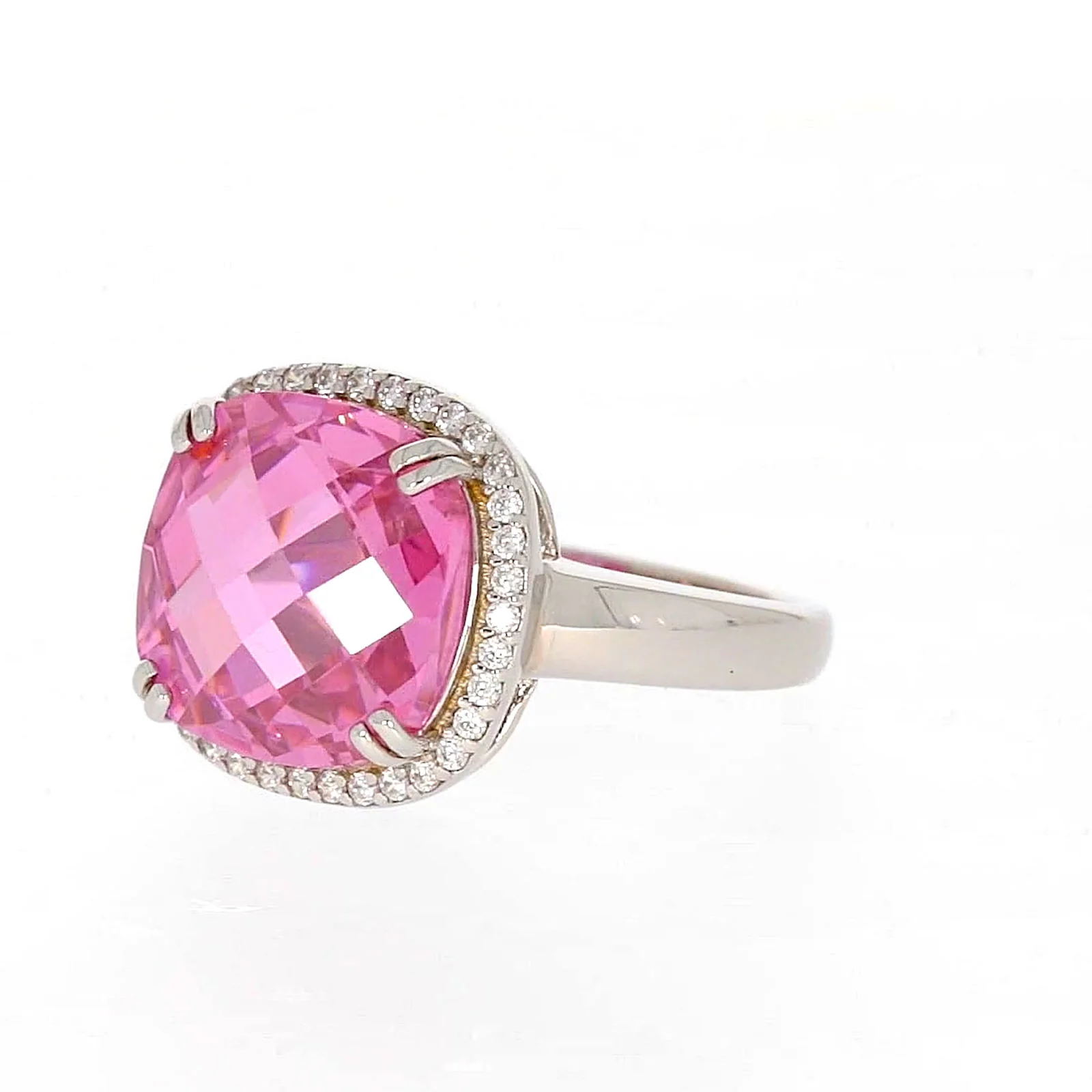 Sterling Silver Pink Cubic Zirconia Ring - Image 9