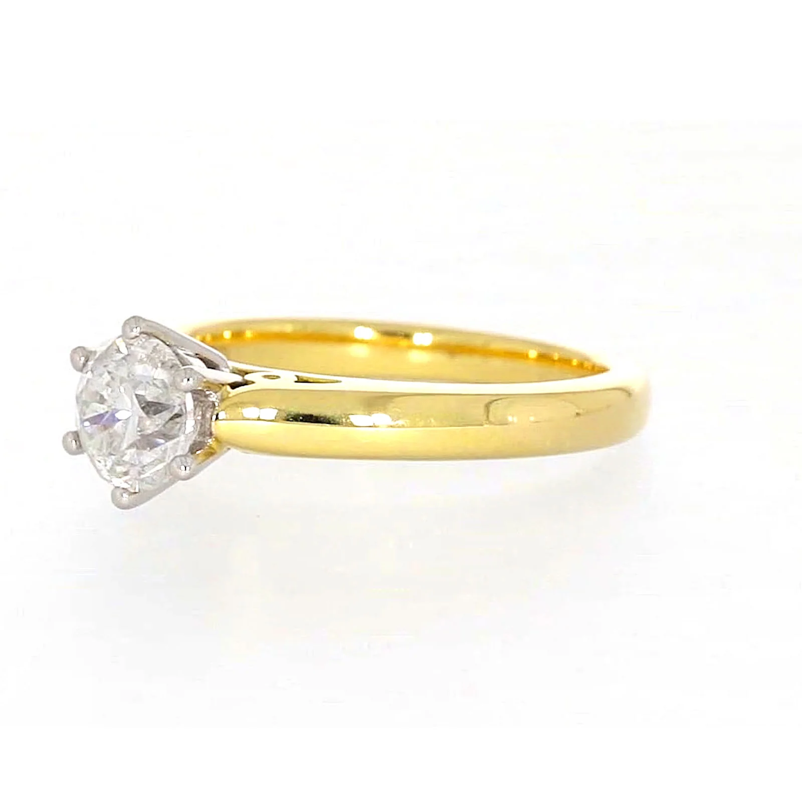 Solitaire 18ct Two Tone Gold Round Brilliant Cut with 1 CARAT of Diamonds Ring - Image 10