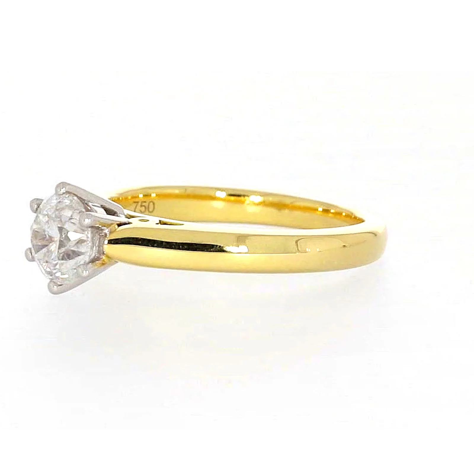 Solitaire 18ct Two Tone Gold Round Brilliant Cut with 1 CARAT of Diamonds Ring - Image 12