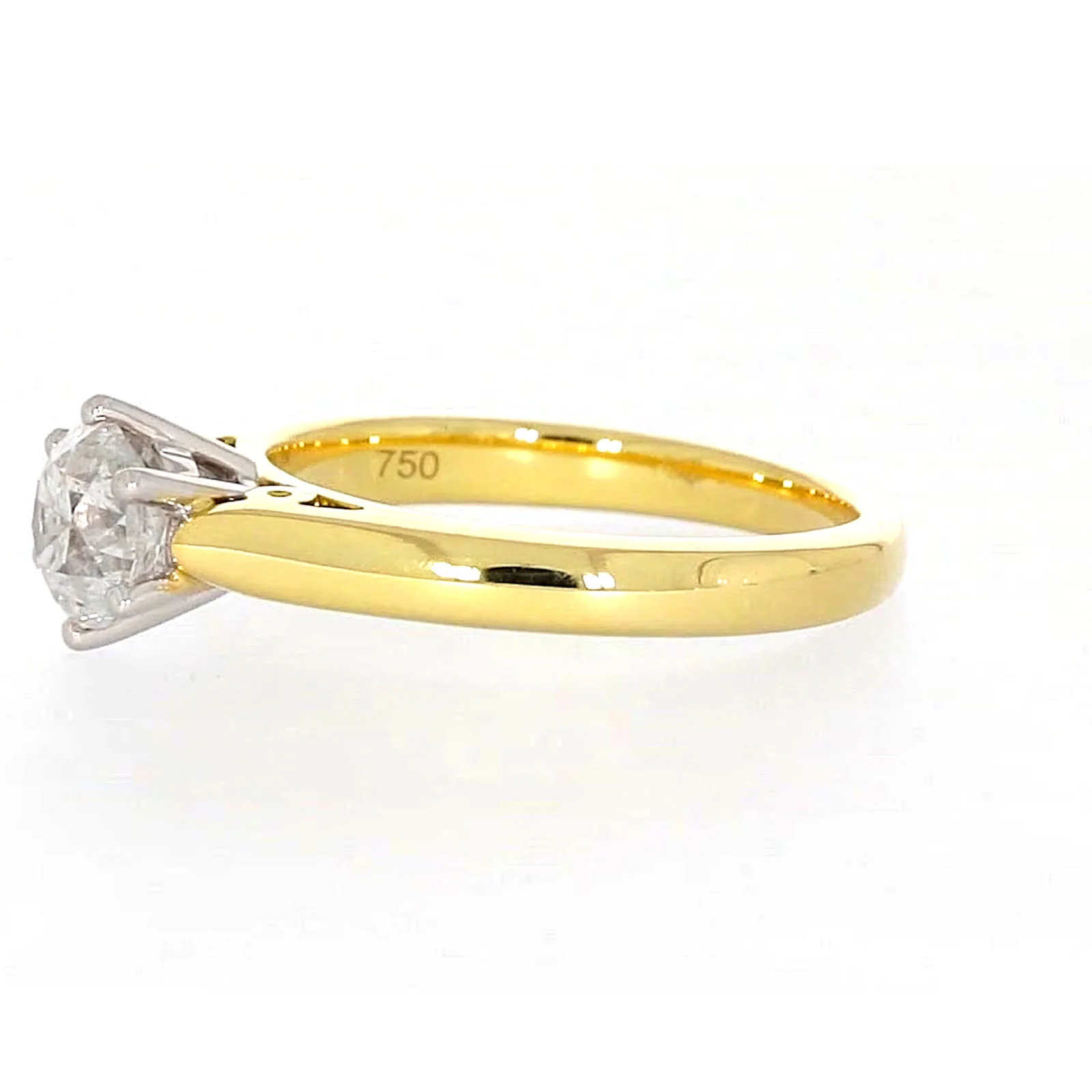 Solitaire 18ct Two Tone Gold Round Brilliant Cut with 1 CARAT of Diamonds Ring - Image 15