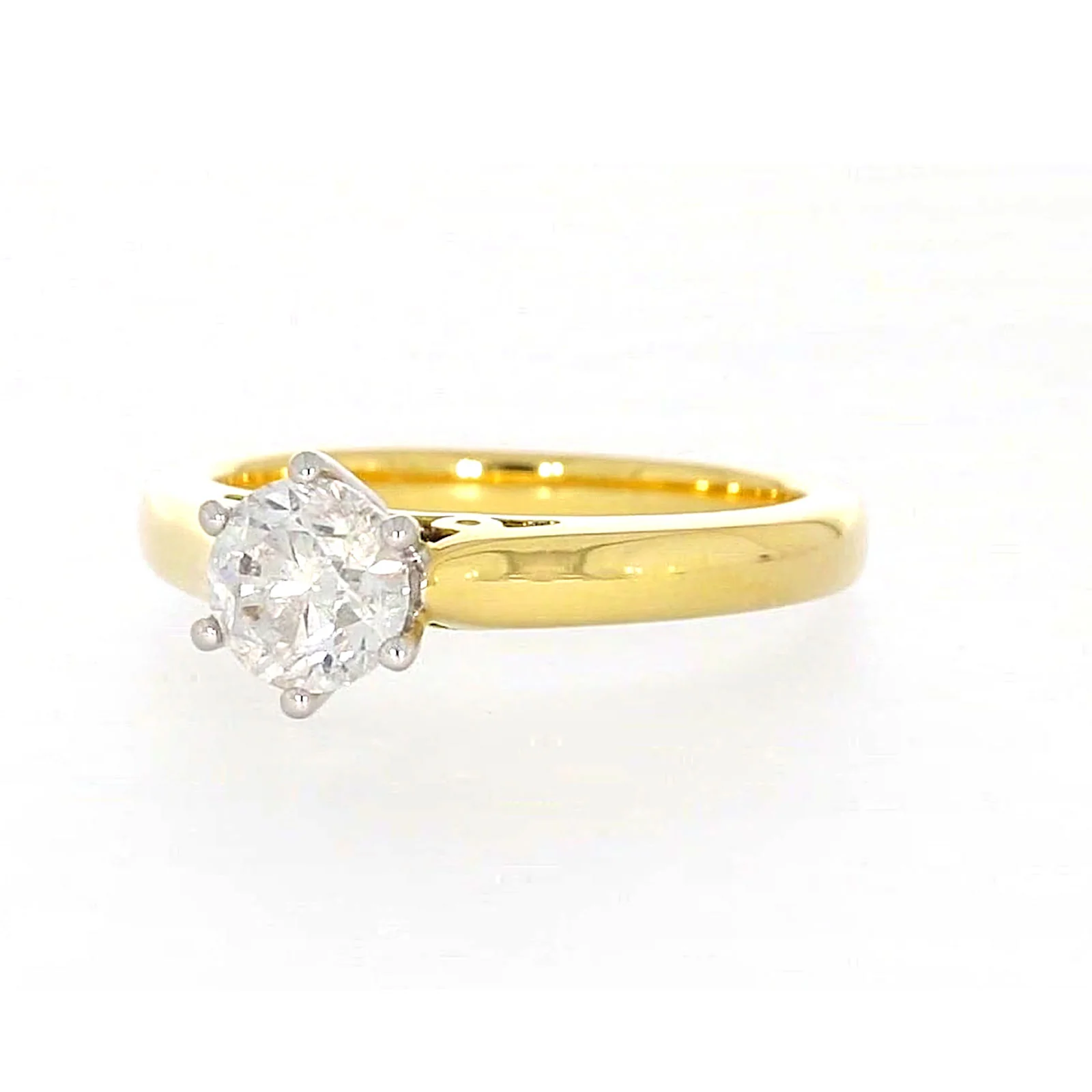 Solitaire 18ct Two Tone Gold Round Brilliant Cut with 1 CARAT of Diamonds Ring - Image 6