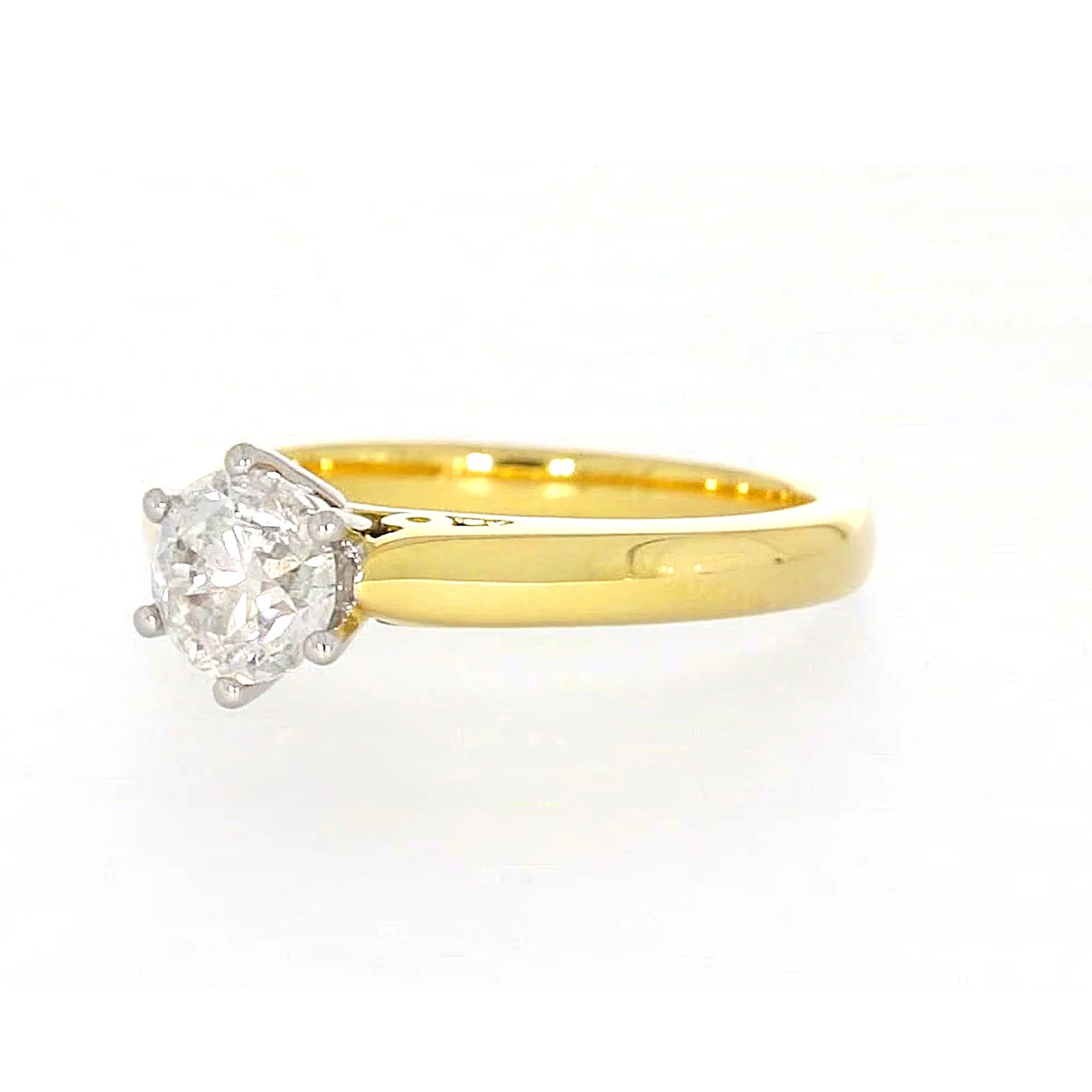Solitaire 18ct Two Tone Gold Round Brilliant Cut with 1 CARAT of Diamonds Ring - Image 8