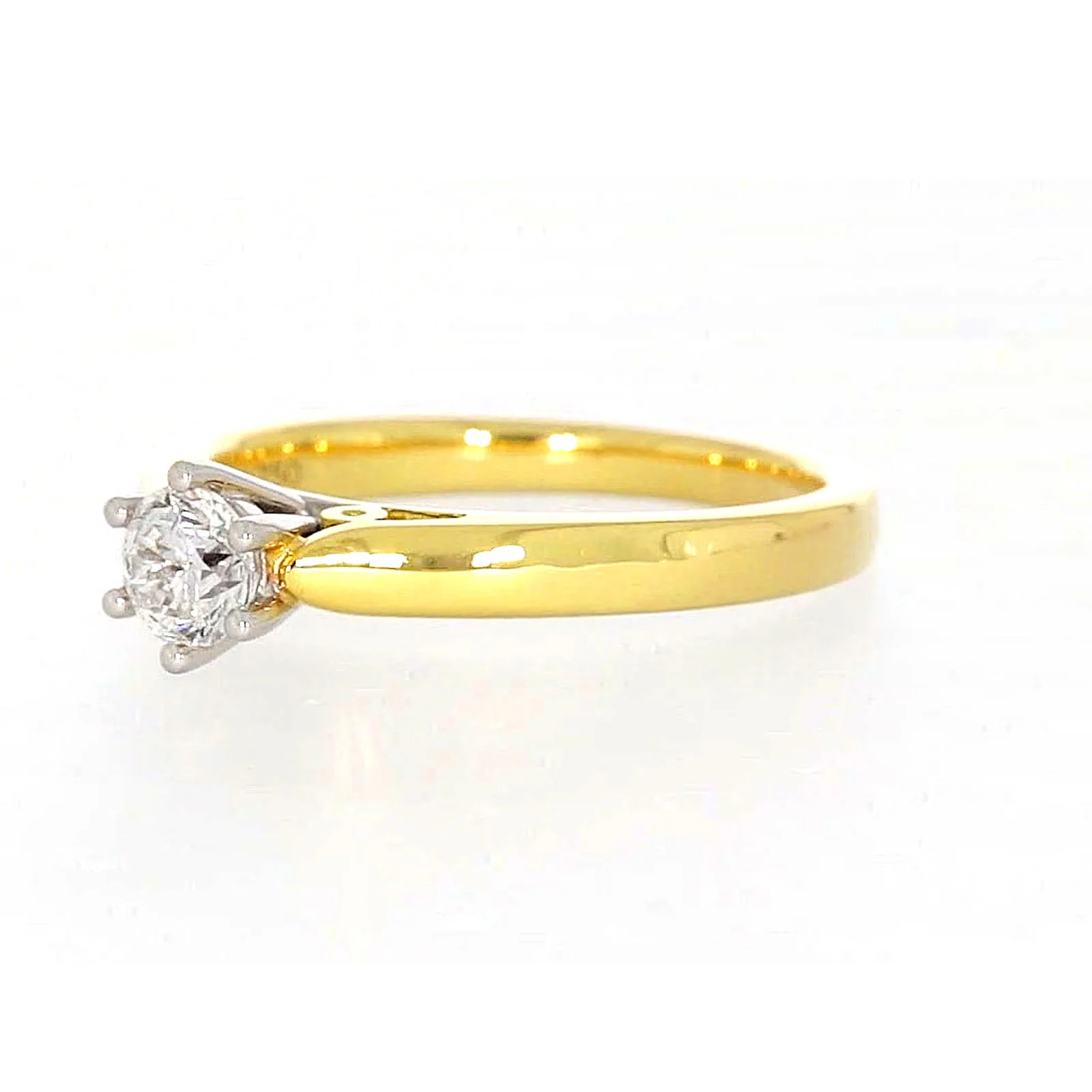 Solitaire 18ct Two Tone Gold Round Brilliant Cut with 1/2 CARAT of Diamonds Ring - Image 10