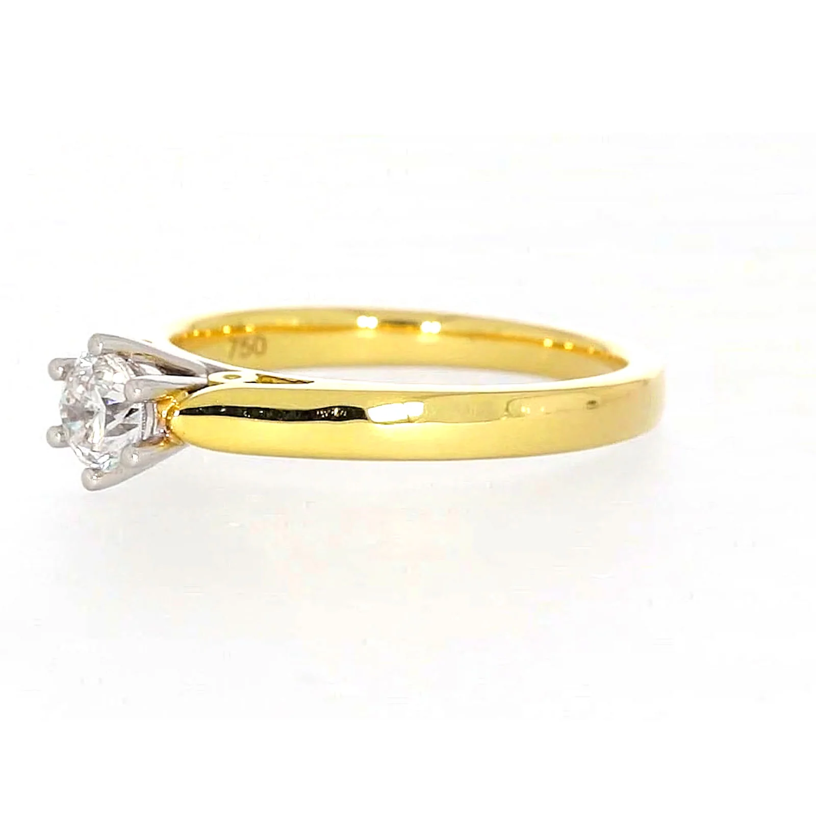 Solitaire 18ct Two Tone Gold Round Brilliant Cut with 1/2 CARAT of Diamonds Ring - Image 12