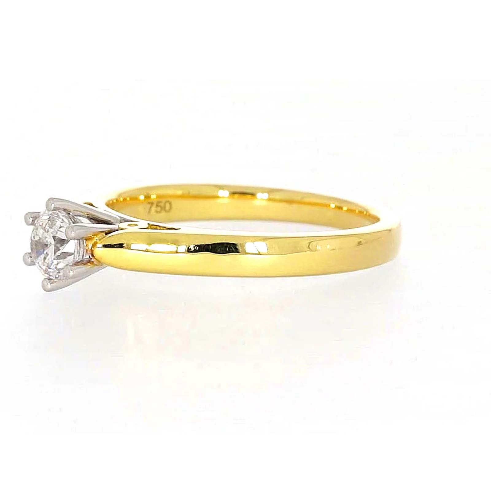Solitaire 18ct Two Tone Gold Round Brilliant Cut with 1/2 CARAT of Diamonds Ring - Image 13
