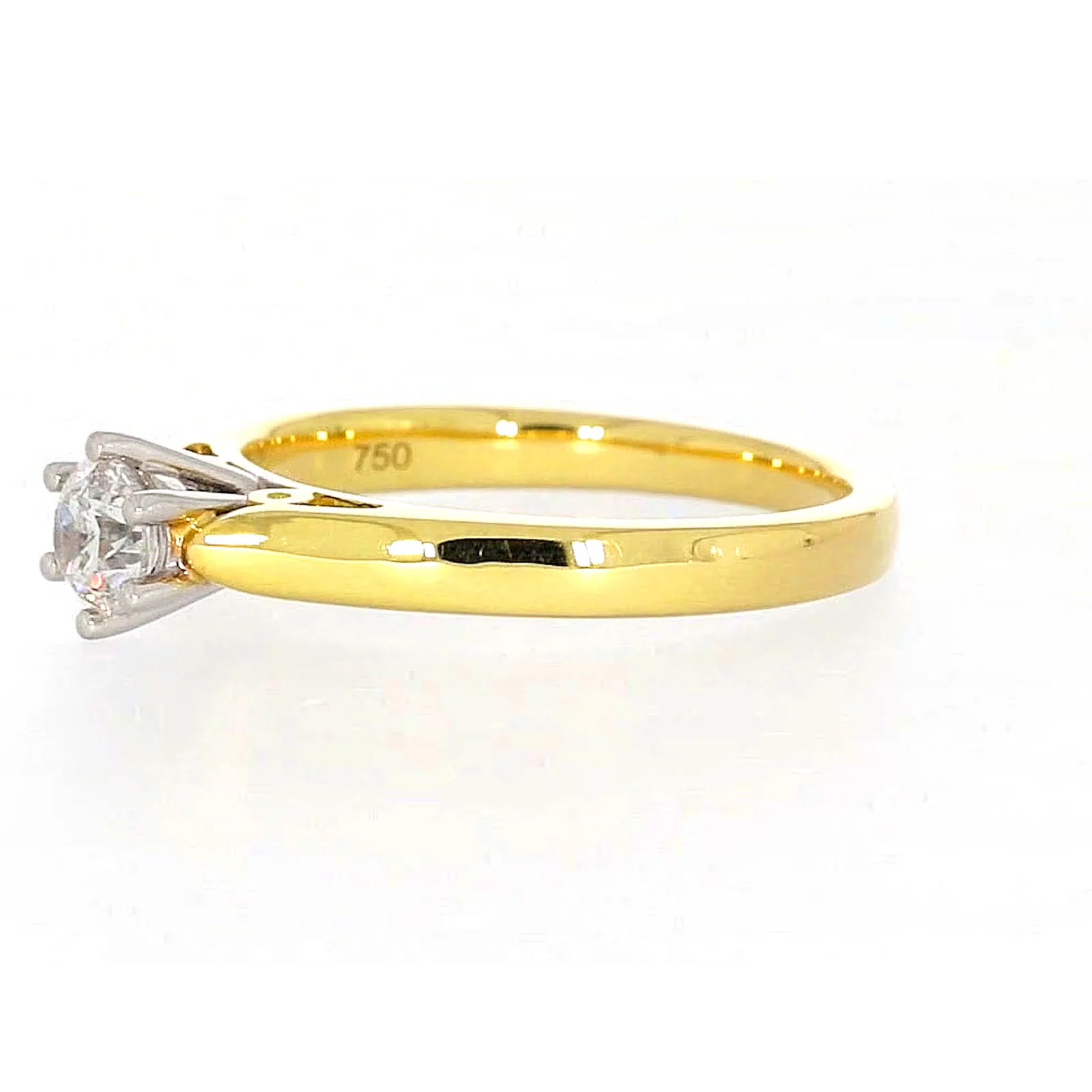 Solitaire 18ct Two Tone Gold Round Brilliant Cut with 1/2 CARAT of Diamonds Ring - Image 14