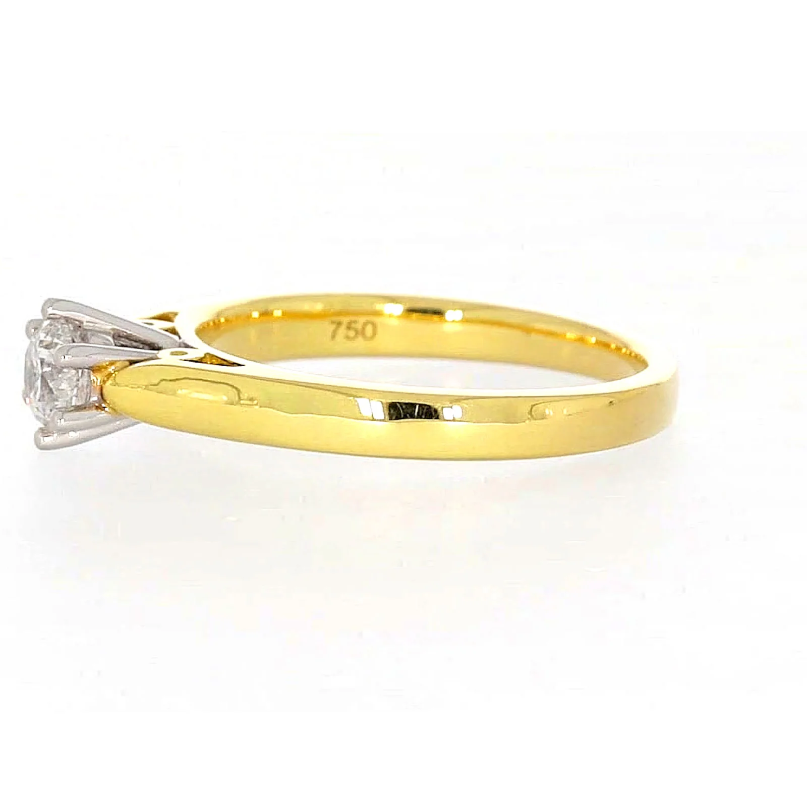 Solitaire 18ct Two Tone Gold Round Brilliant Cut with 1/2 CARAT of Diamonds Ring - Image 17