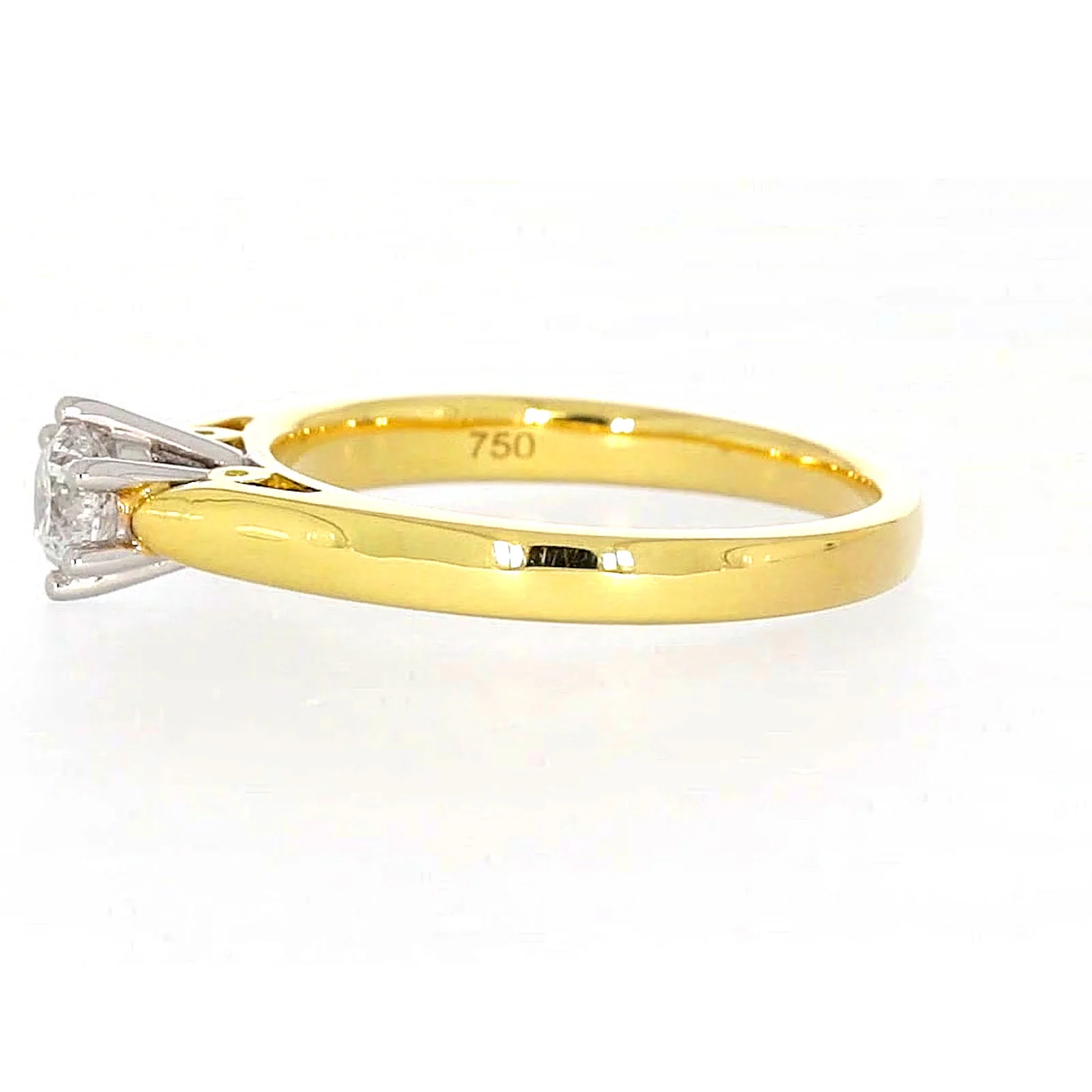Solitaire 18ct Two Tone Gold Round Brilliant Cut with 1/2 CARAT of Diamonds Ring - Image 18